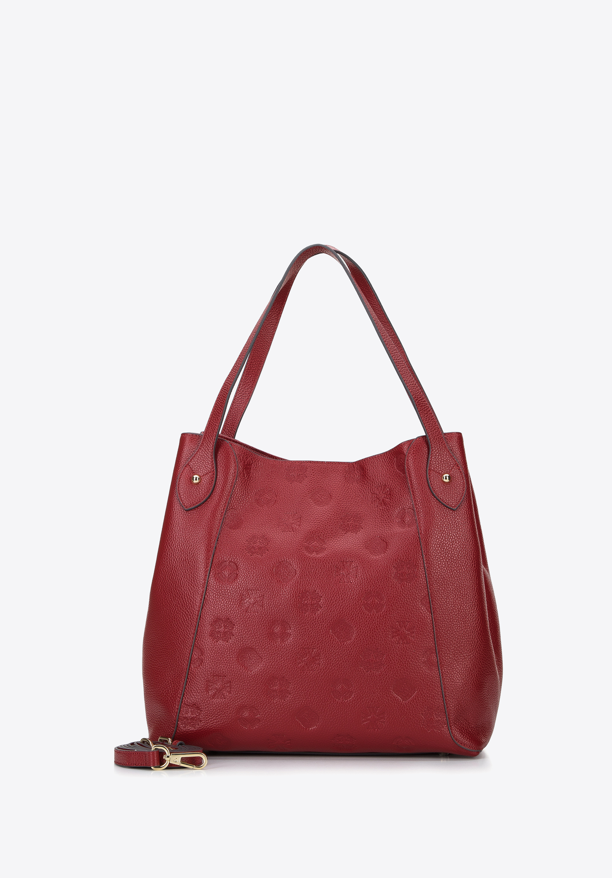 Torebka worek ze skóry w monogram z chwostem