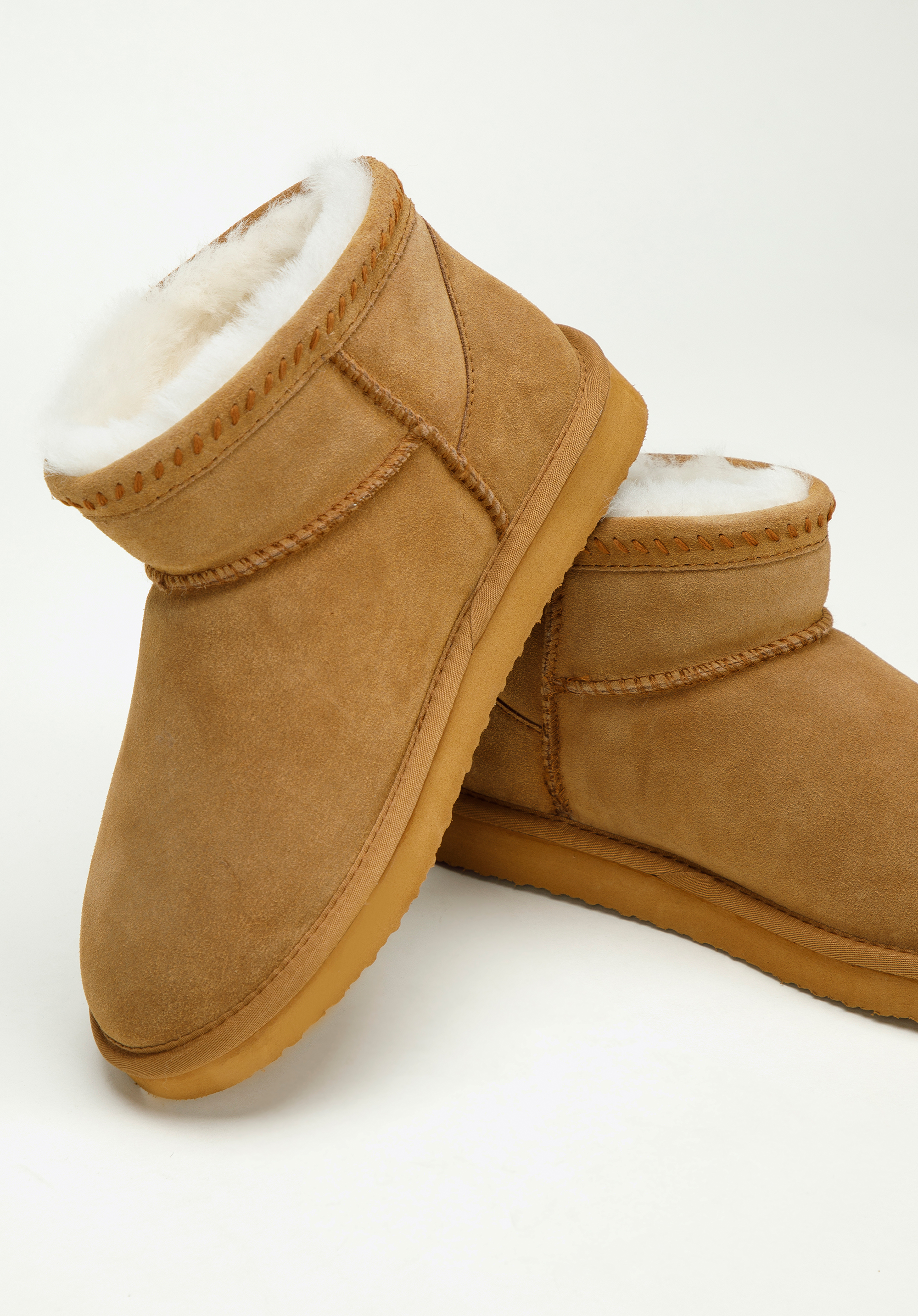 Damskie botki zamszowe z wełną