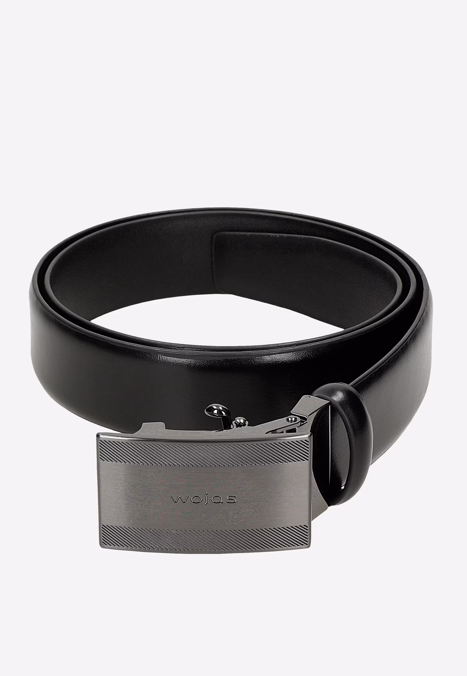 Czarny skórzany pasek męski z pełną klamrą