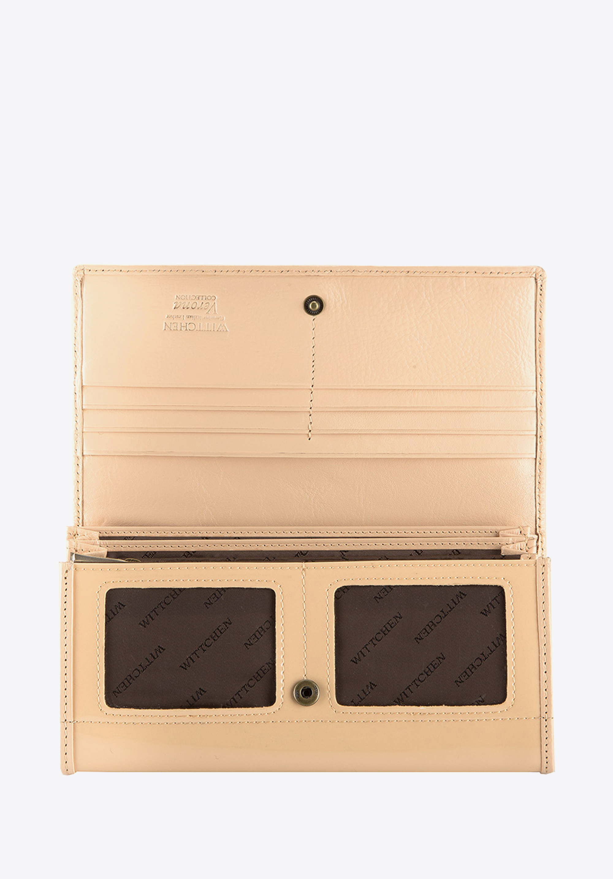 Damski portfel ze skóry lakierowany duży