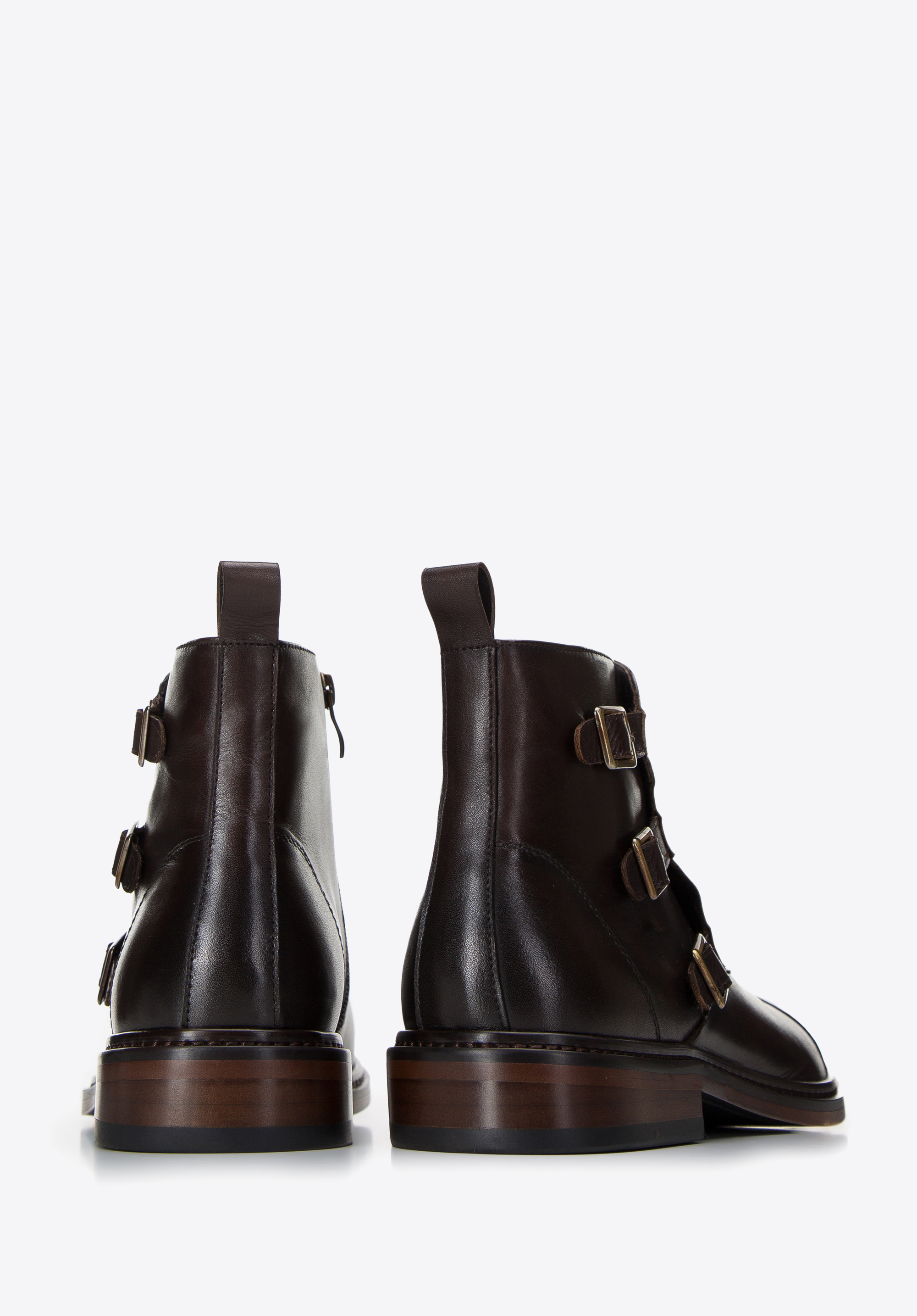 Męskie trzewiki skórzane z klamrami