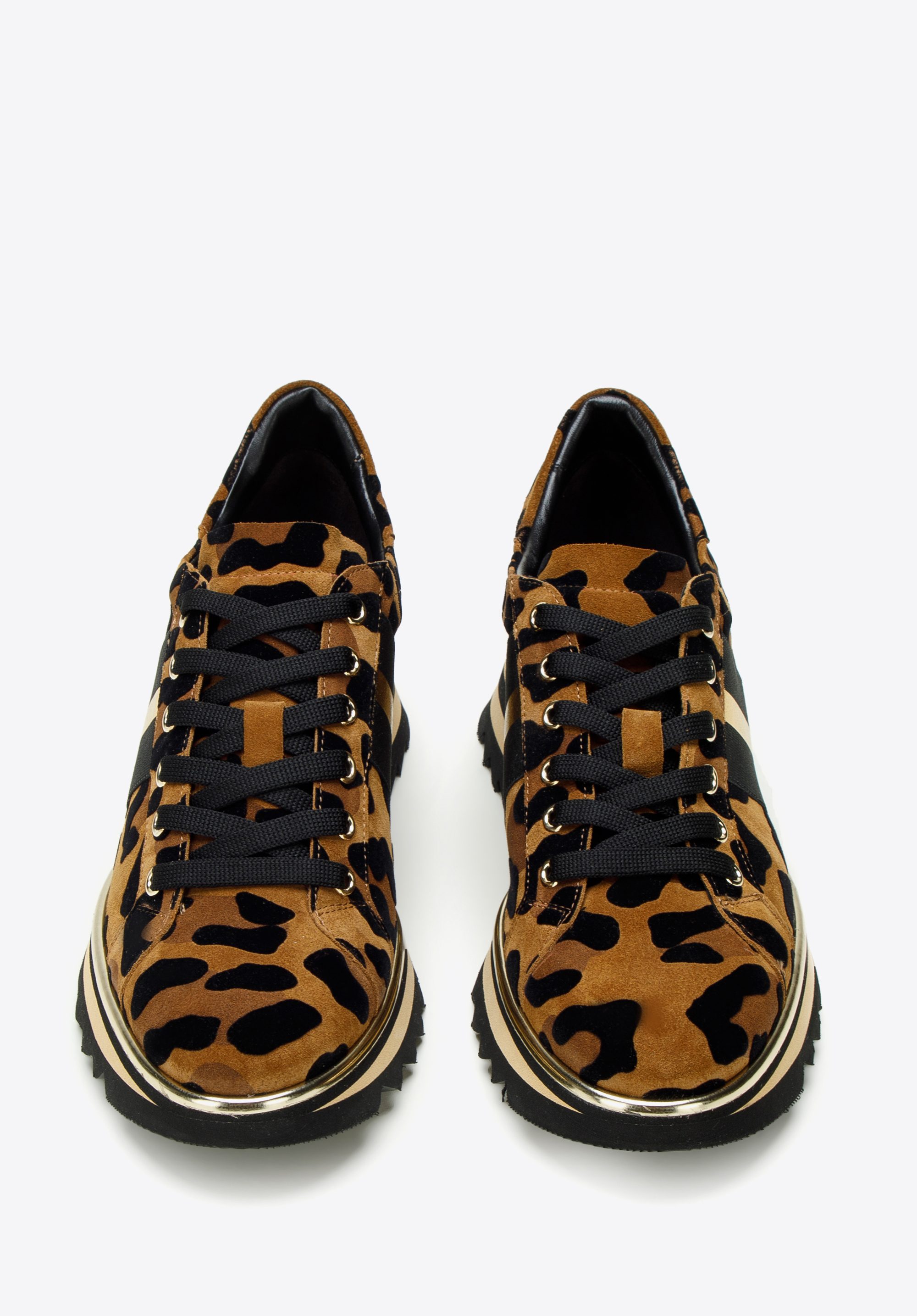 Damskie sneakersy zamszowe w zwierzęcy wzór