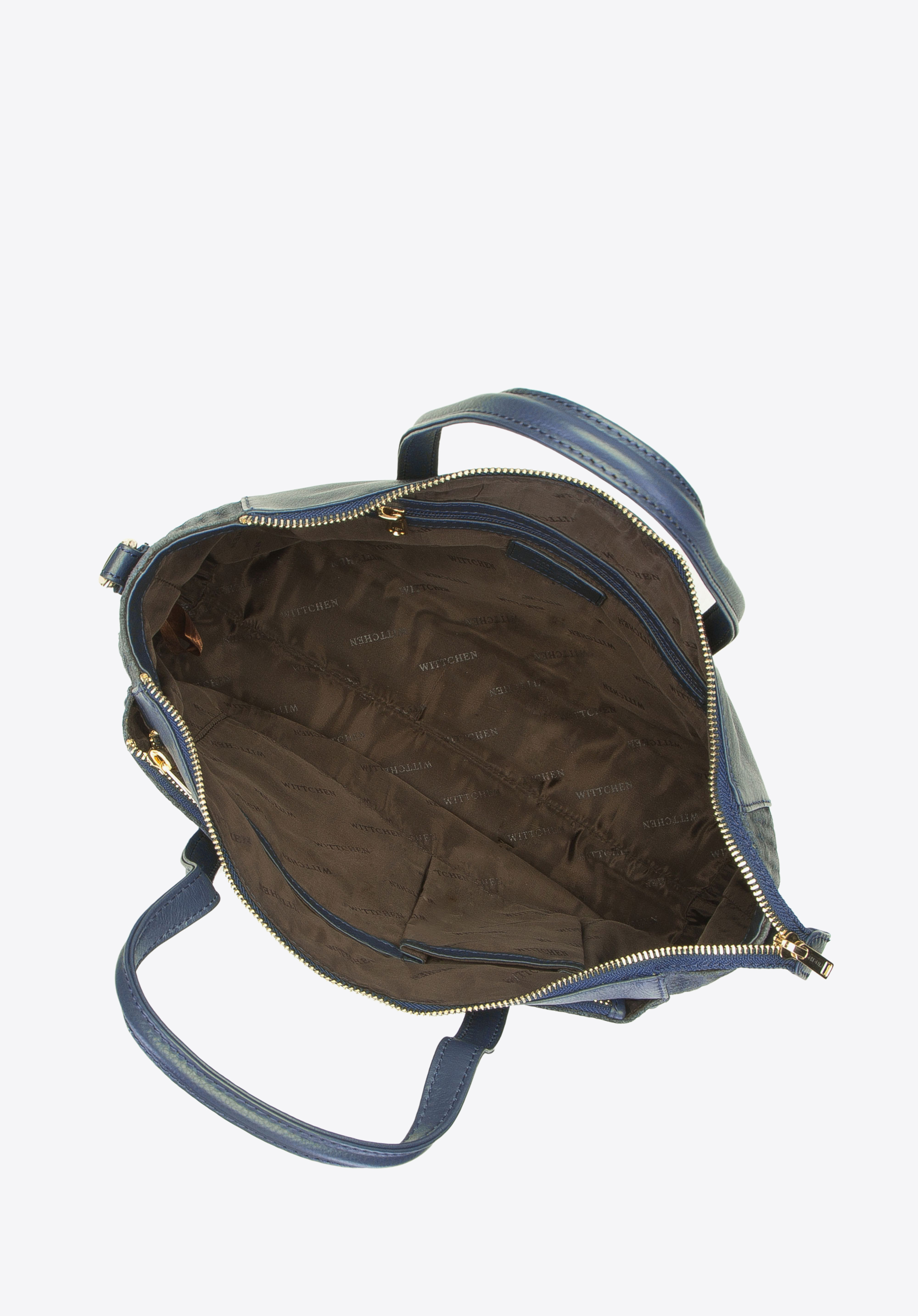 Kuferek skórzany z motywem plecionki na froncie i bokach