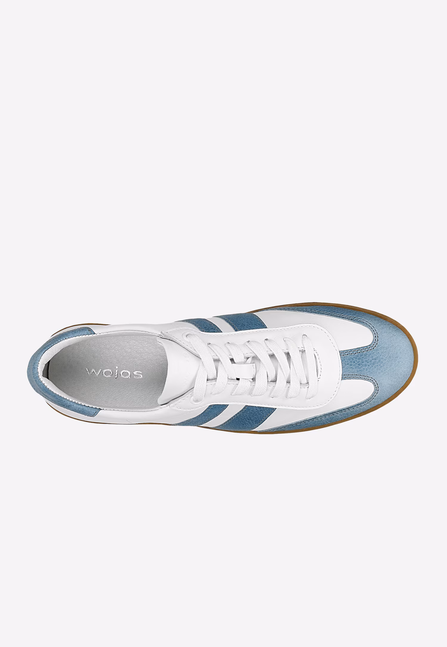 Biało-szare trampki damskie na płaskiej brązowej podeszwie