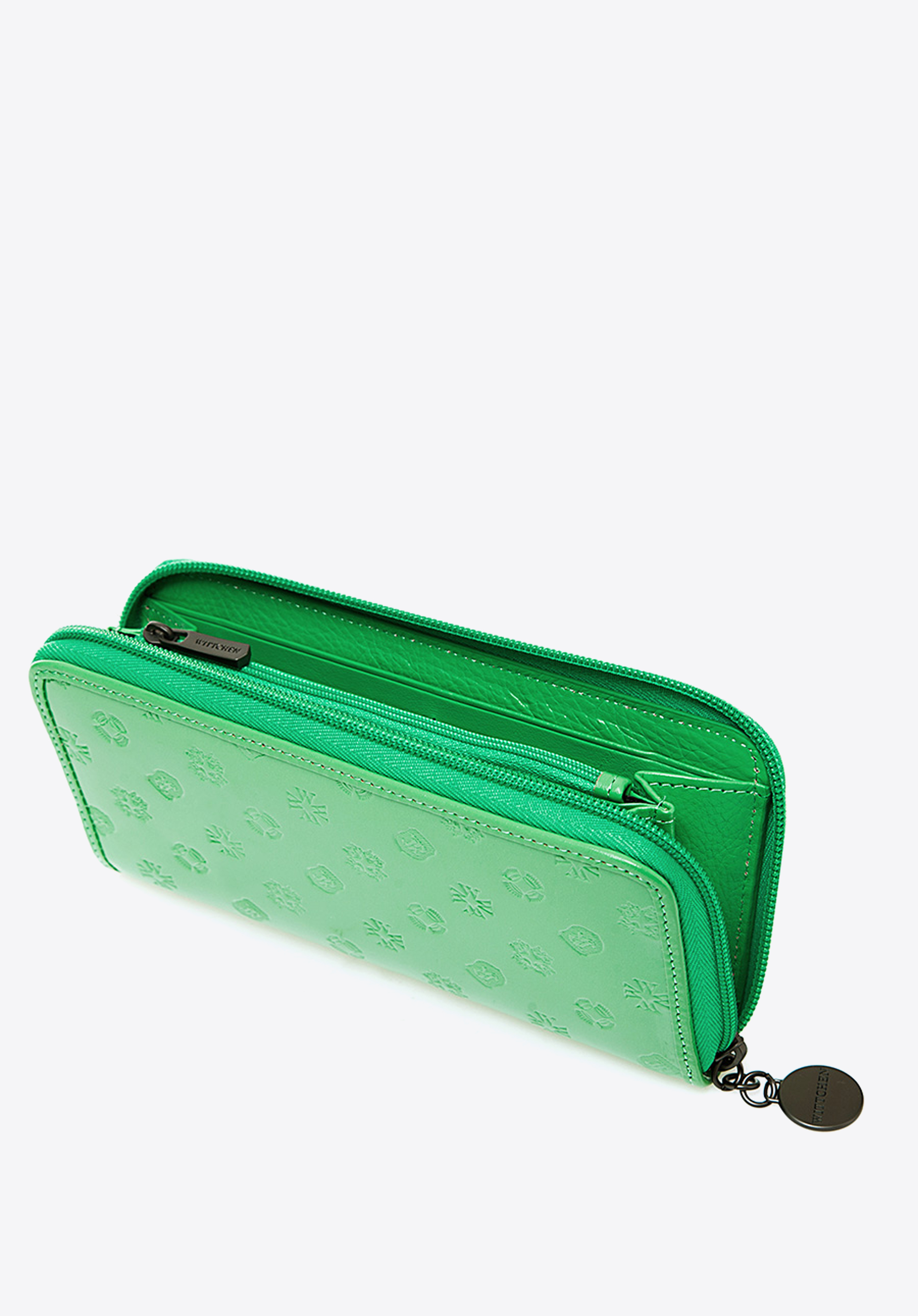 Damski portfel skórzany lakierowany tłoczony