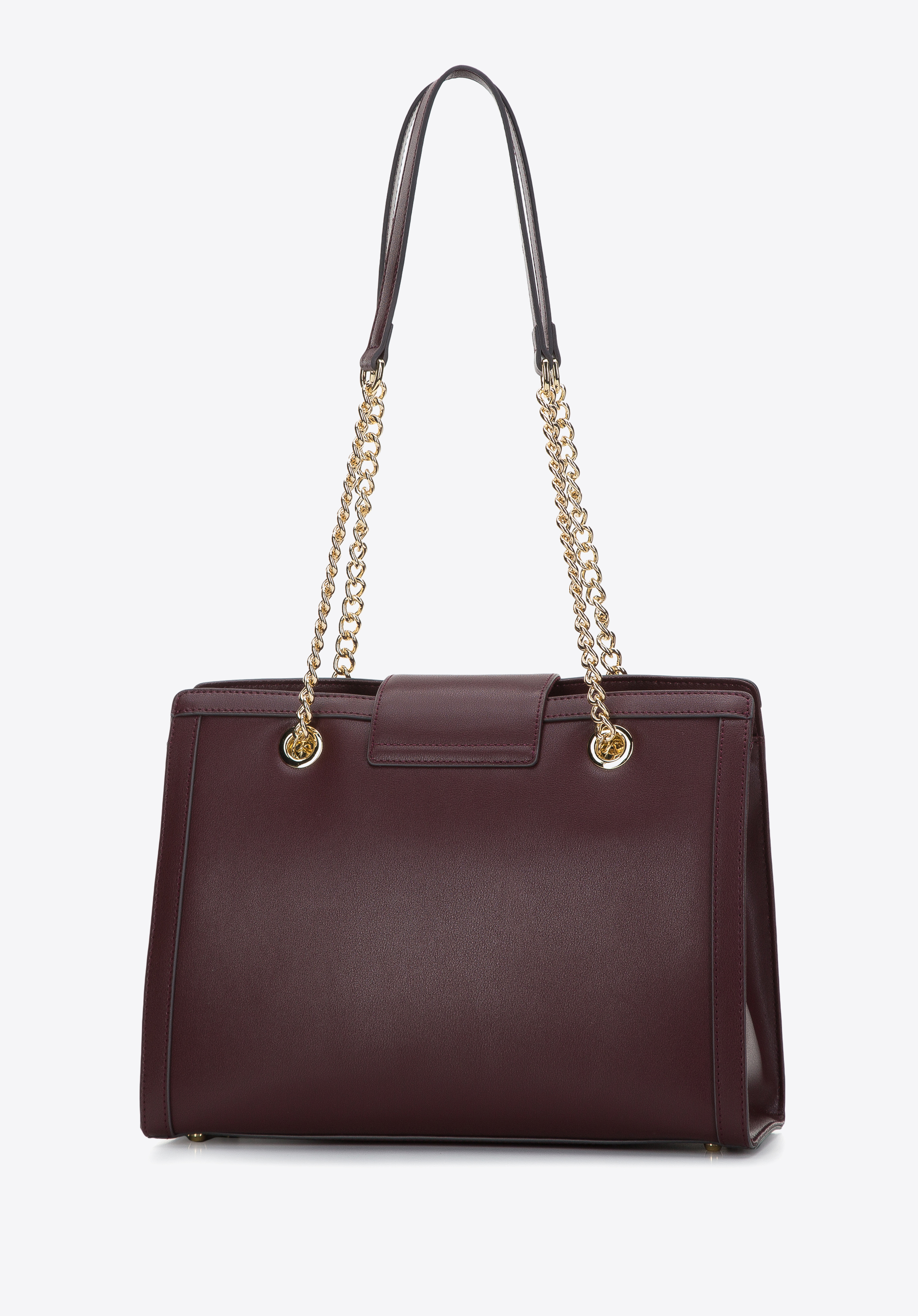 Torebka shopperka skórzana z ozdobną klamrą na łańcuszku