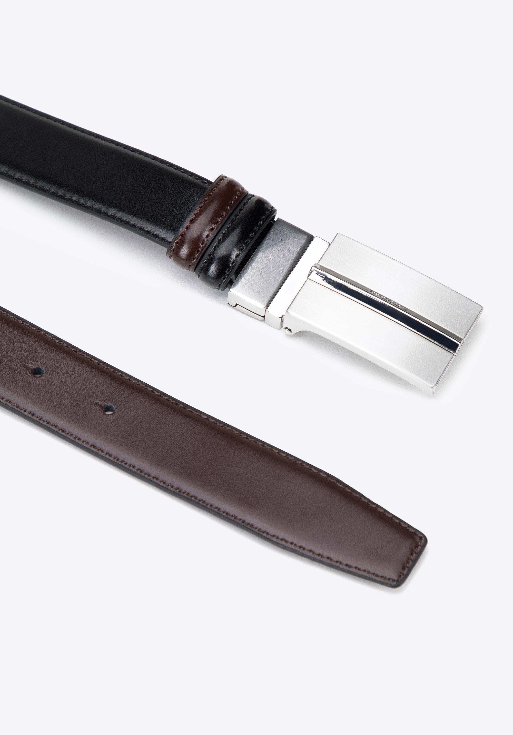 Męski pasek skórzany dwustronny klasyczny