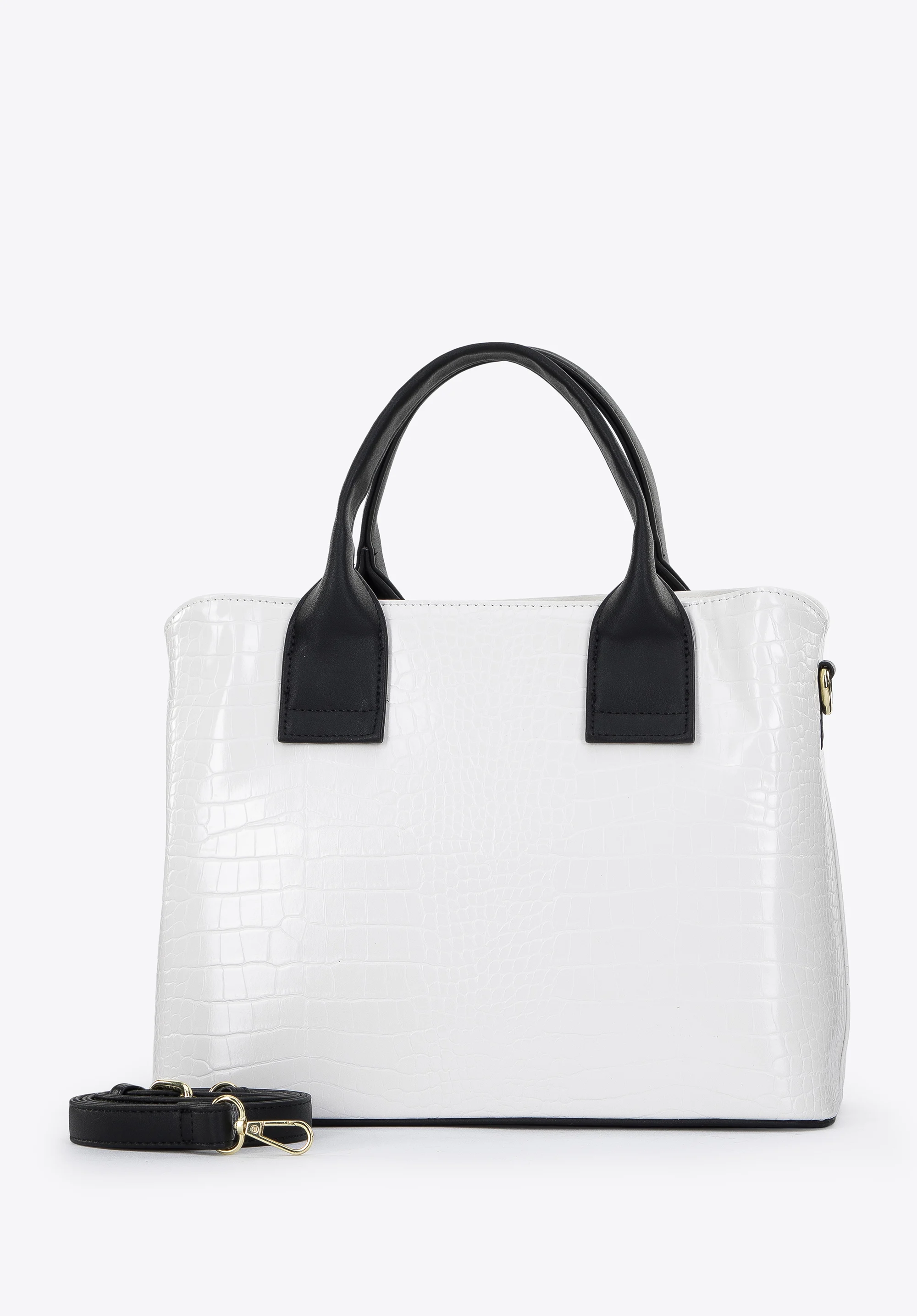 Torebka kuferek z ekoskóry o dwóch fakturach