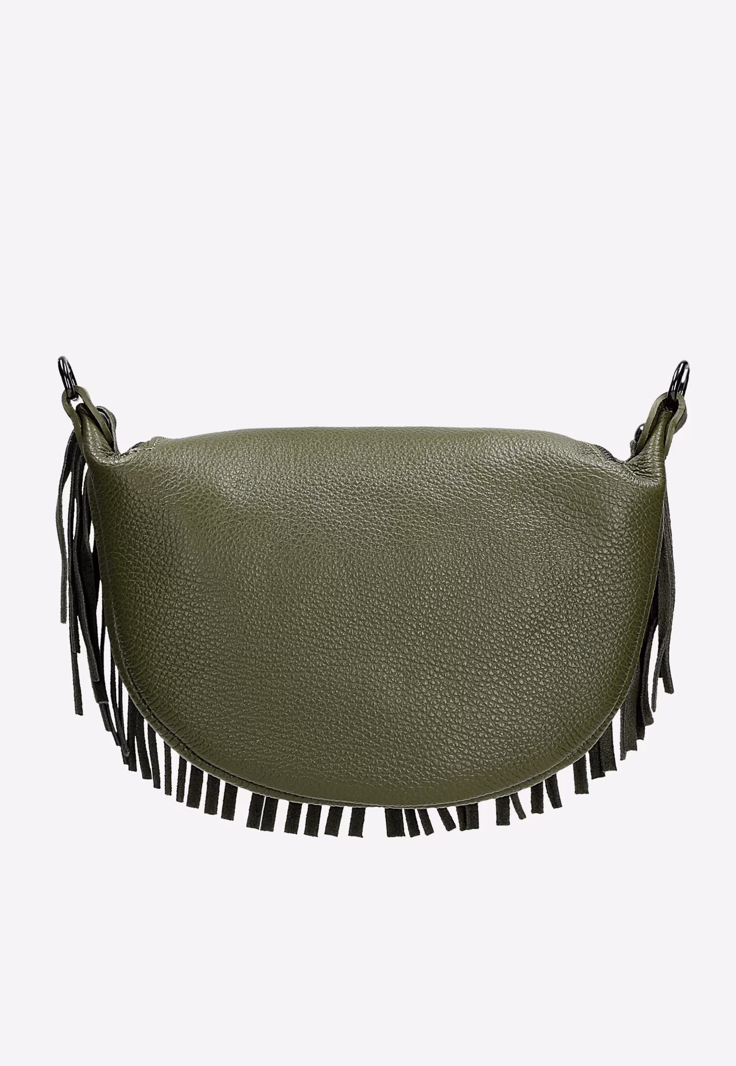 Brązowa nerka damska z frędzlami