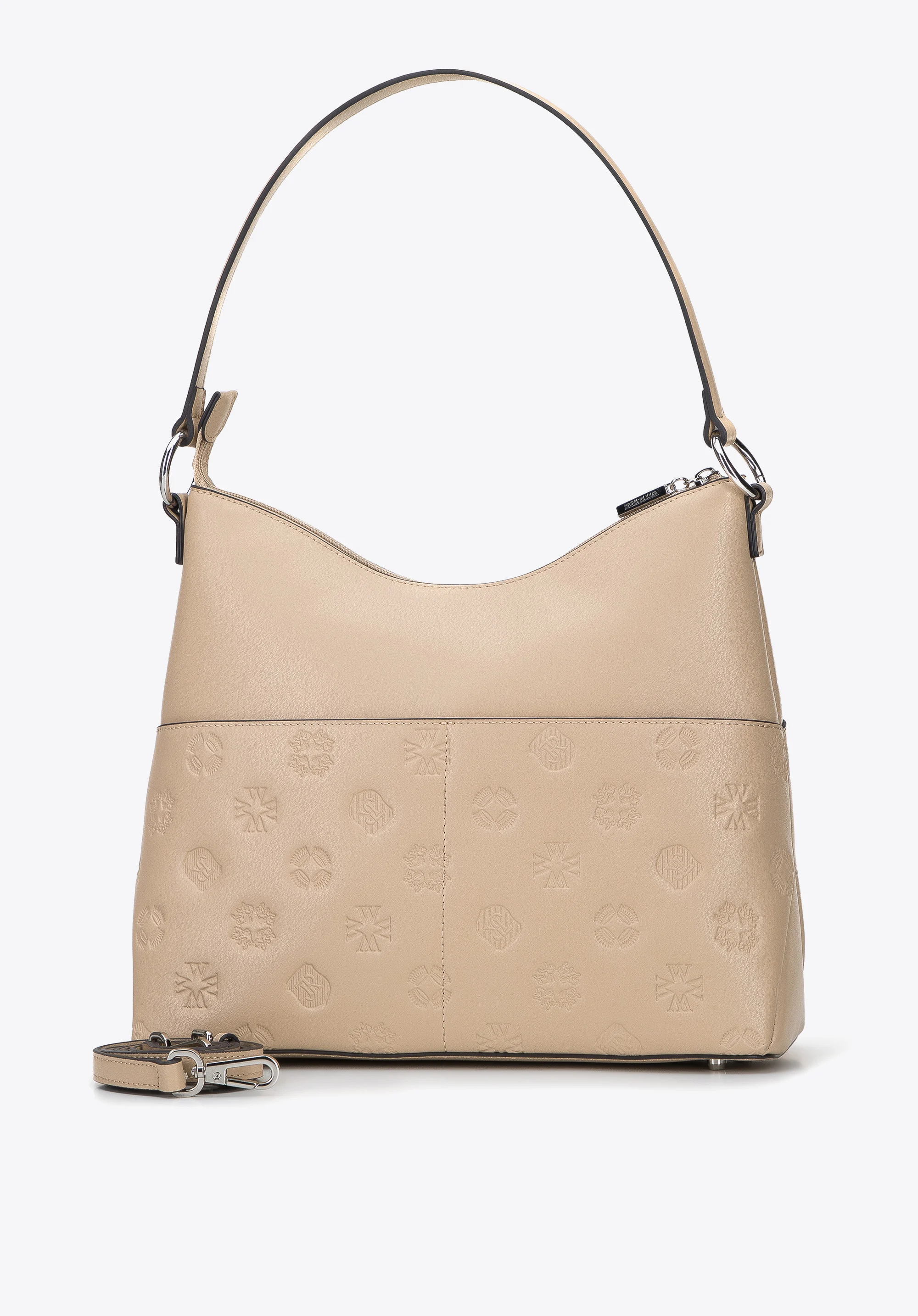 Torebka worek skórzana tłoczona w monogram