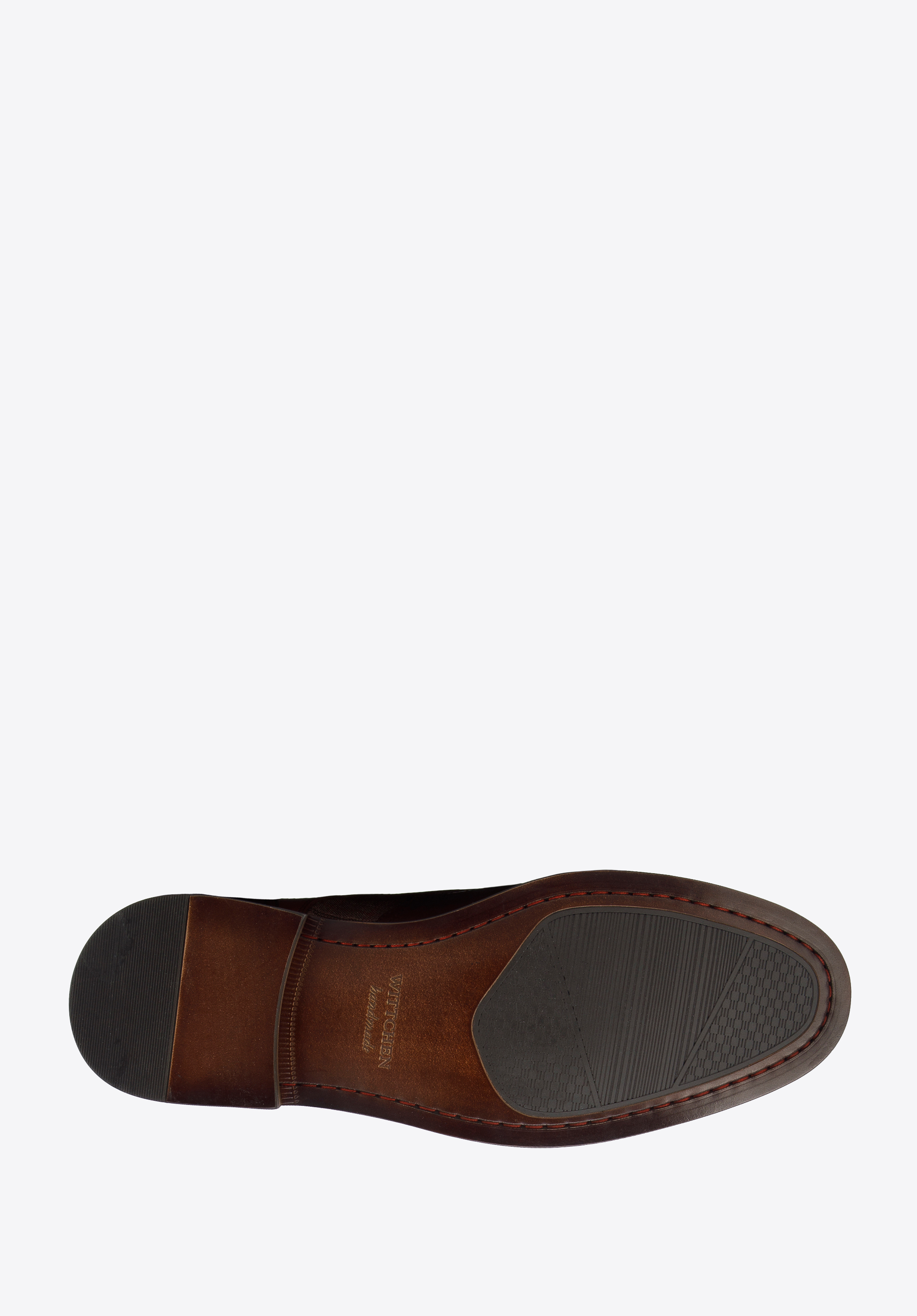 Męskie double monki skórzane ze wstawką w kratkę