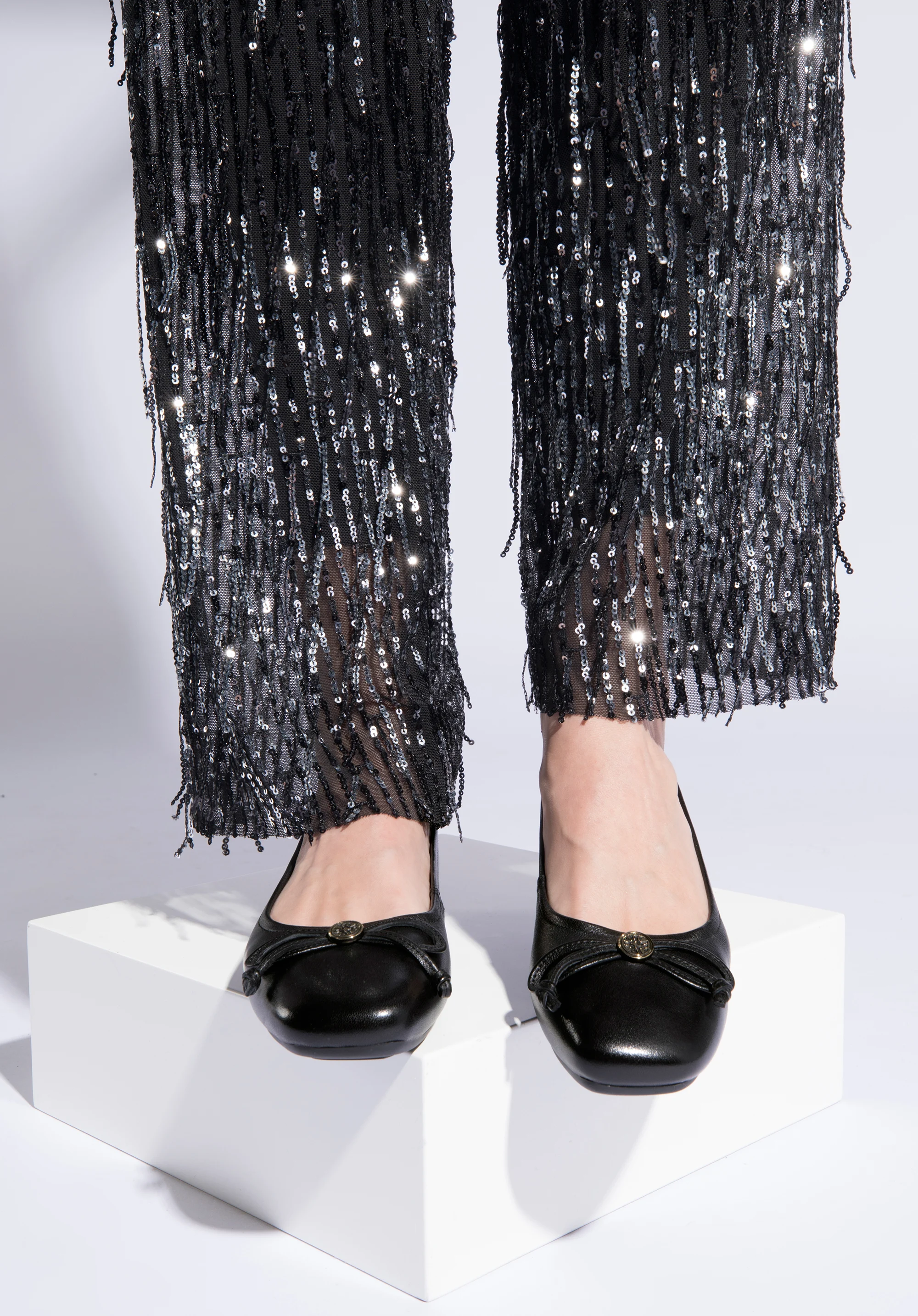 Baleriny z miękkiej skóry z kokardką