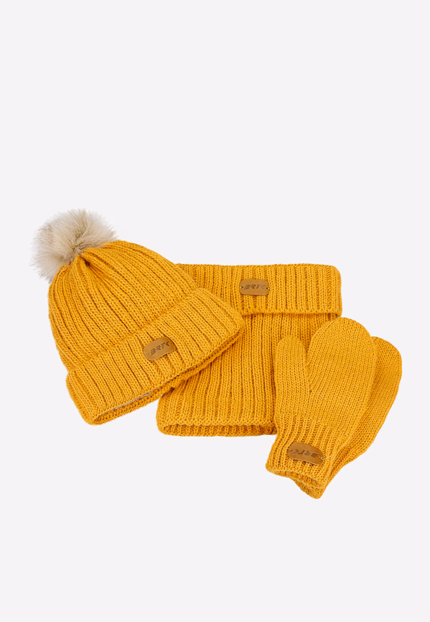 Zimowy zestaw BARTEK 85601-14 - czapka z pomponem + komin + rękawiczki