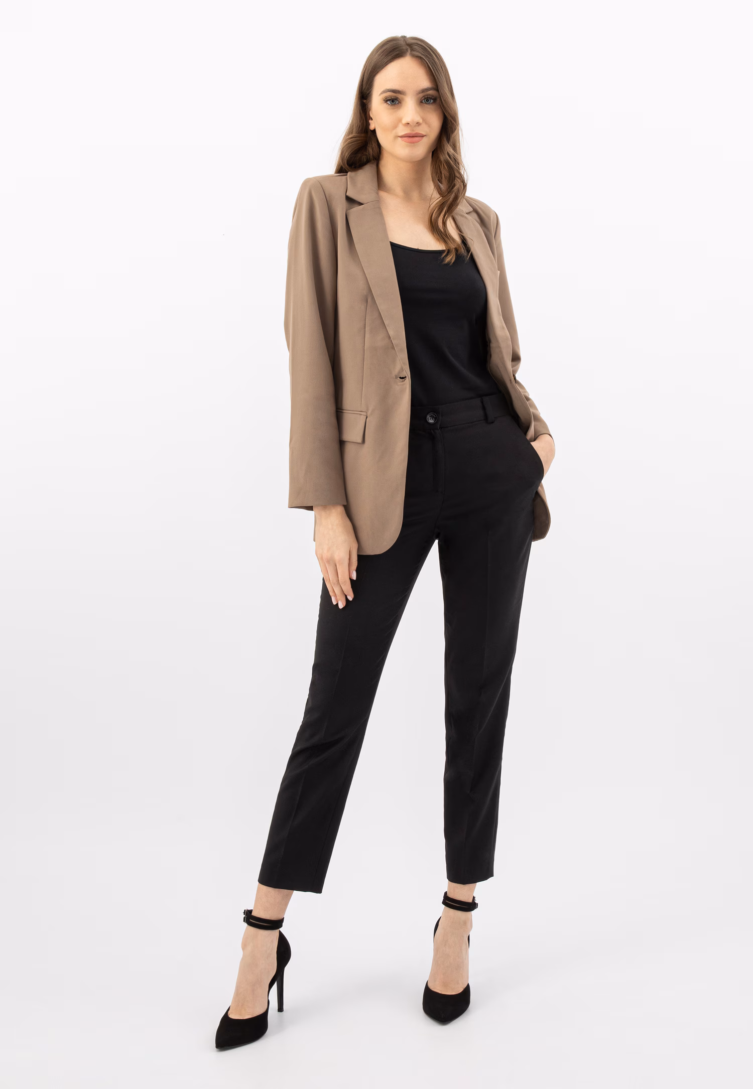 Czarne czółenka damskie z podwójnym zapięciem wokół kostki