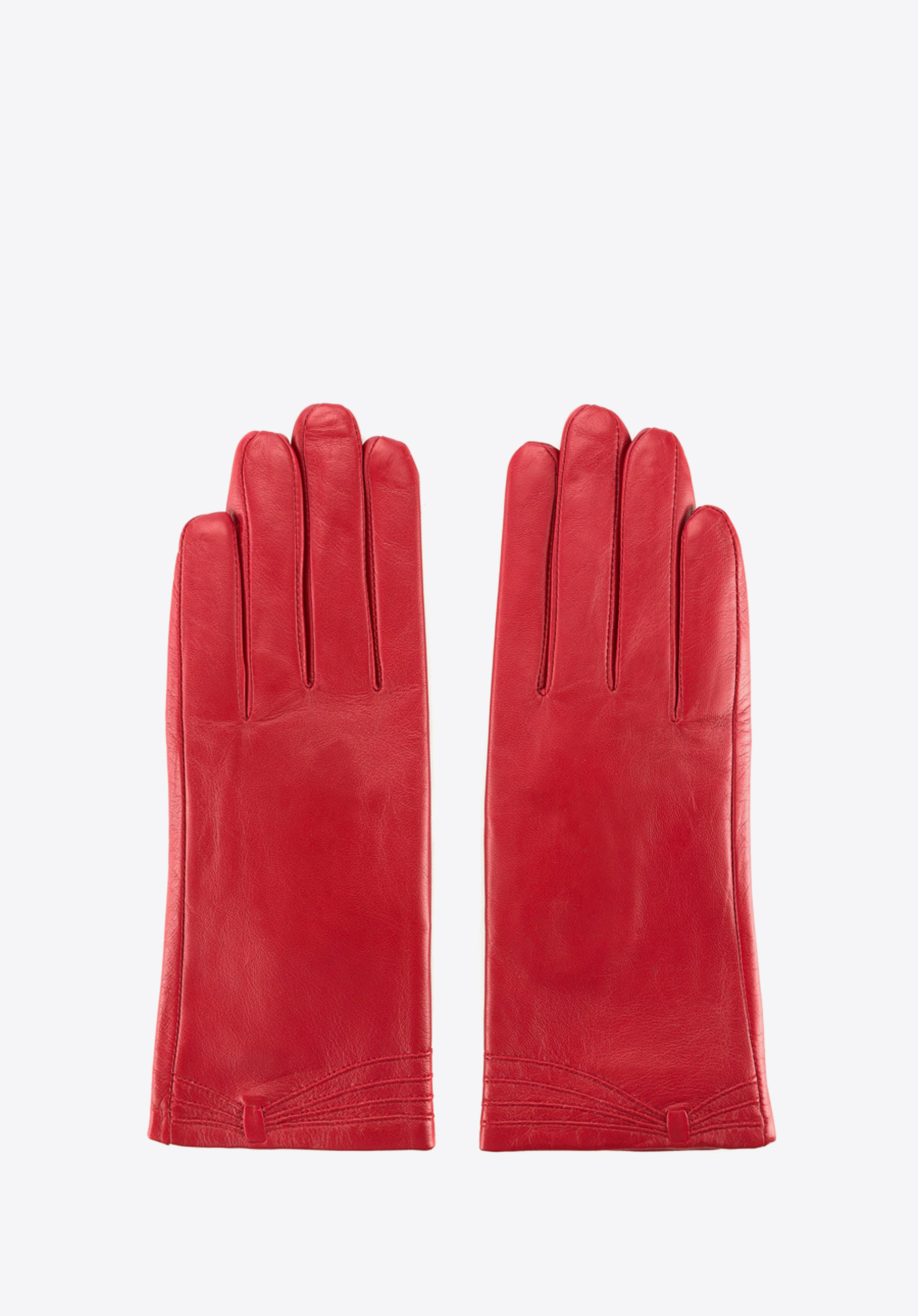 Damskie rękawiczki ze skóry z przeszyciami