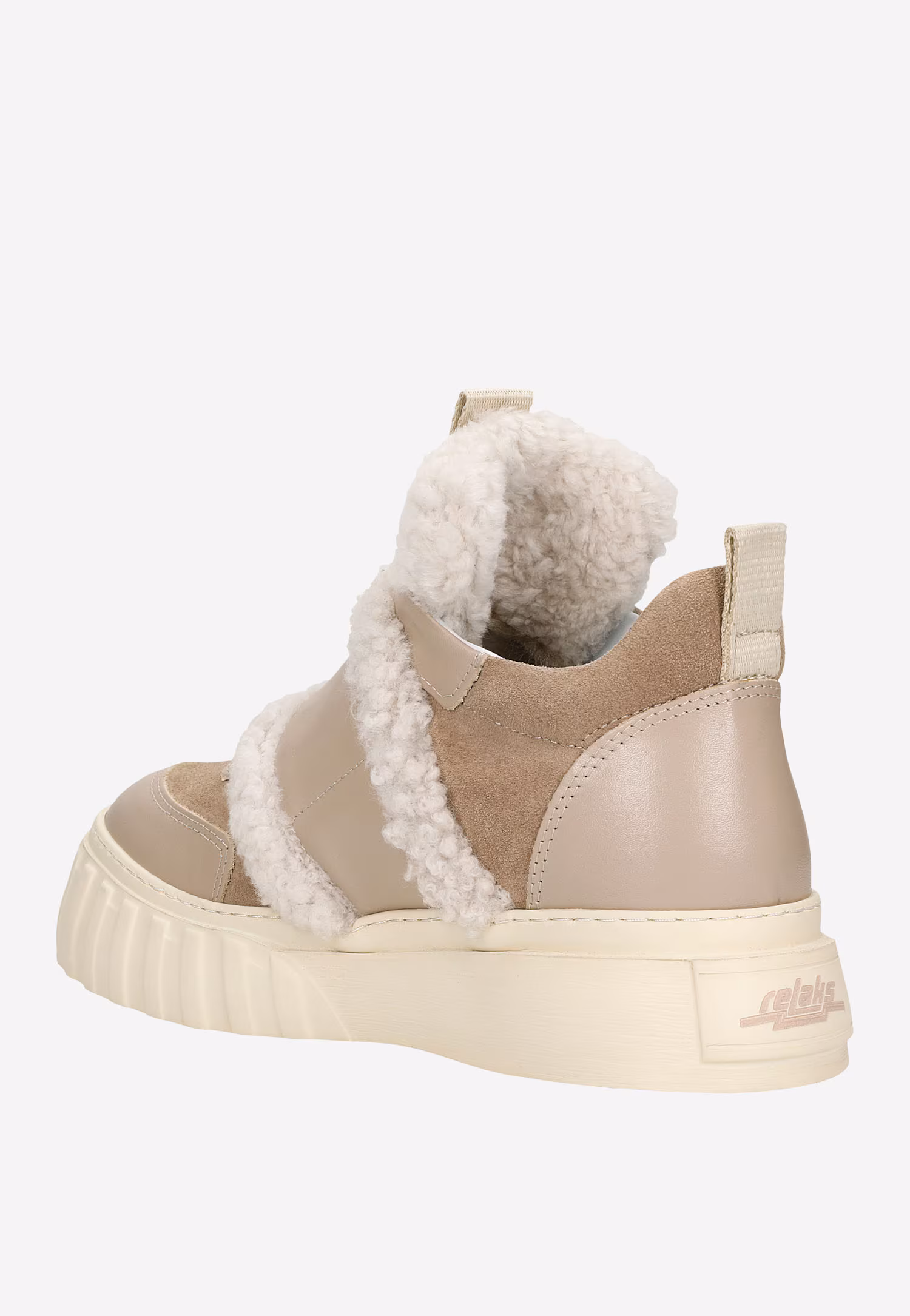 Beżowe trzewiki damskie RELAKS z kożuszkiem