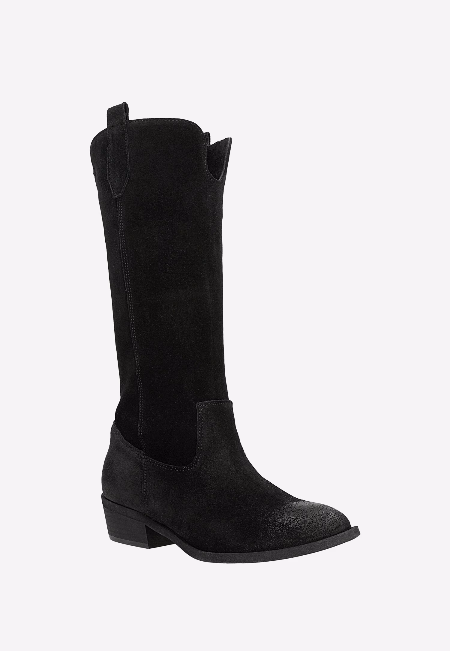 Czarne wysokie botki damskie z dwoiny welurowej