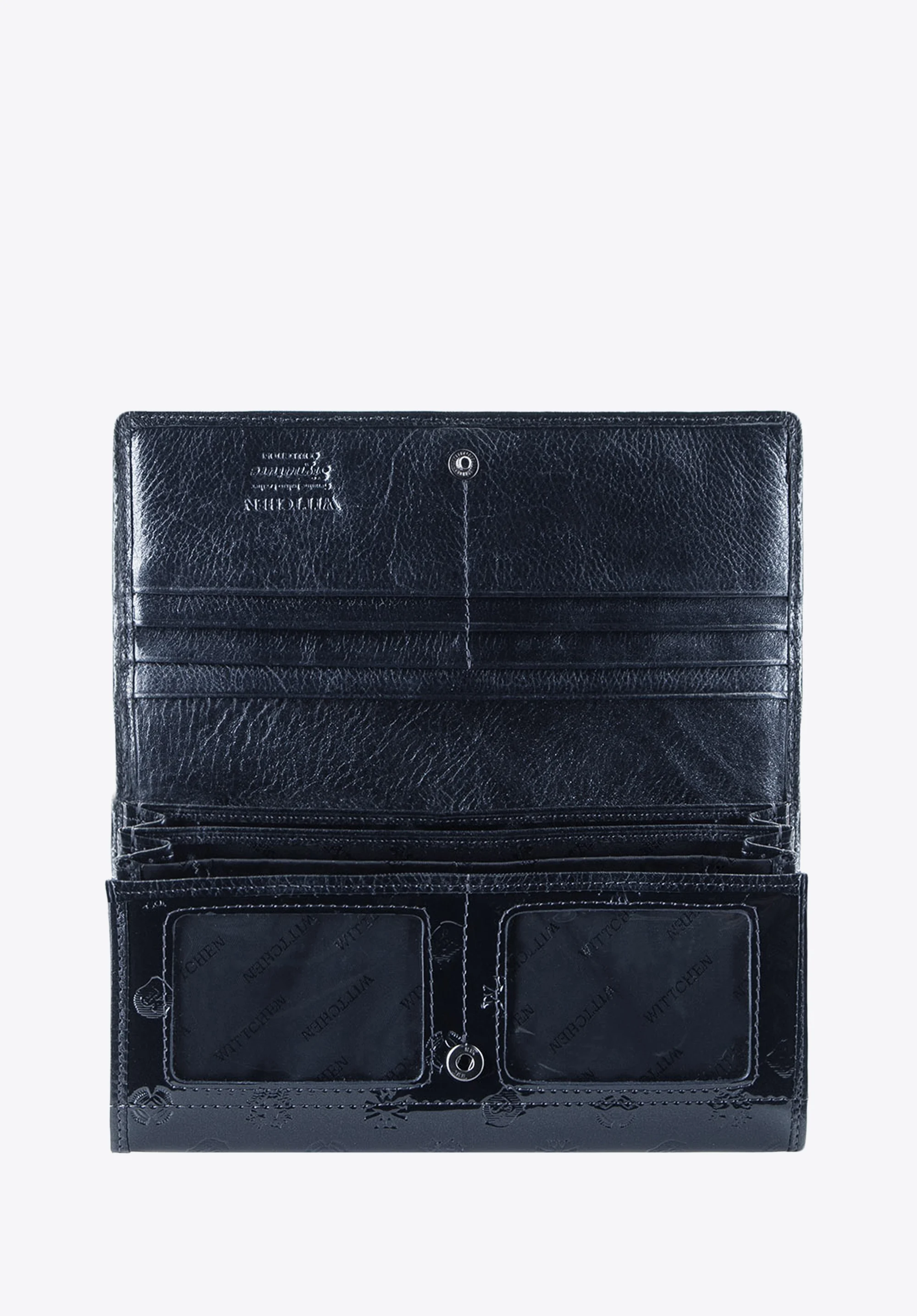 Damski portfel skórzany lakierowany z monogramem