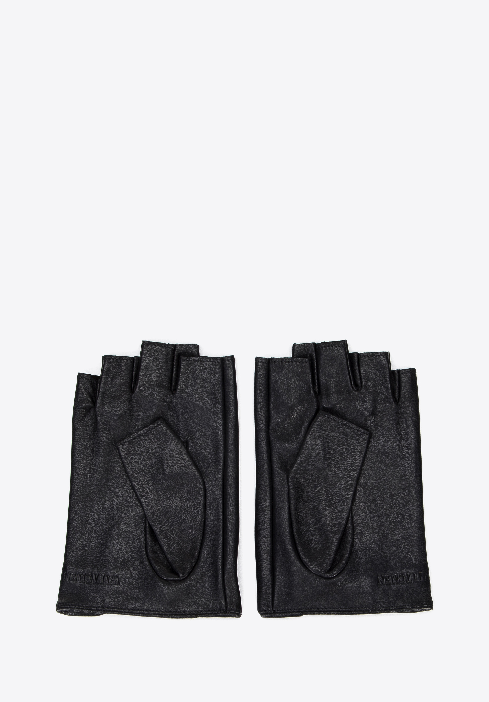 Damskie rękawiczki skórzane bez palców z ozdobnym paskiem