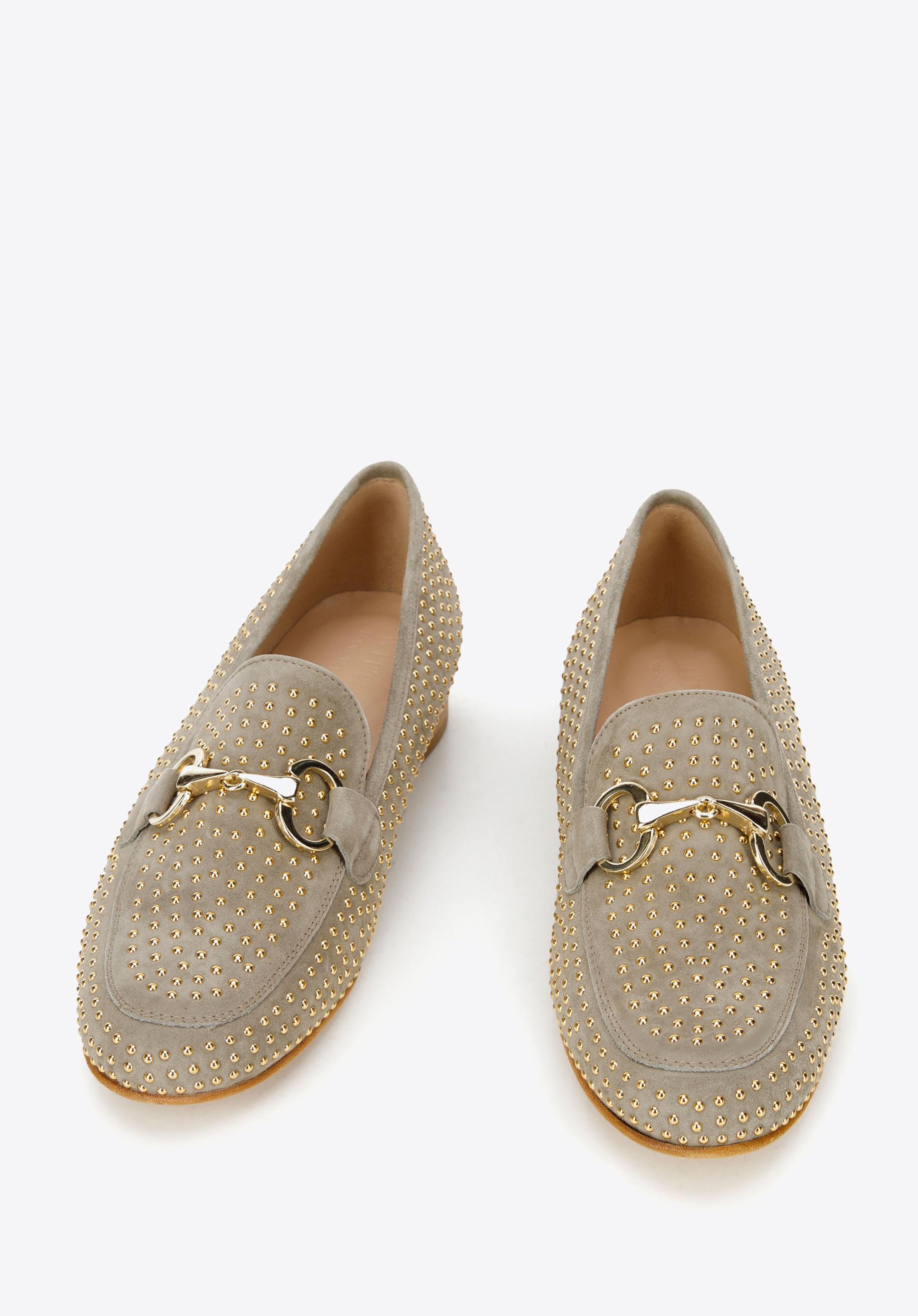 Damskie mokasyny zamszowe z nitami