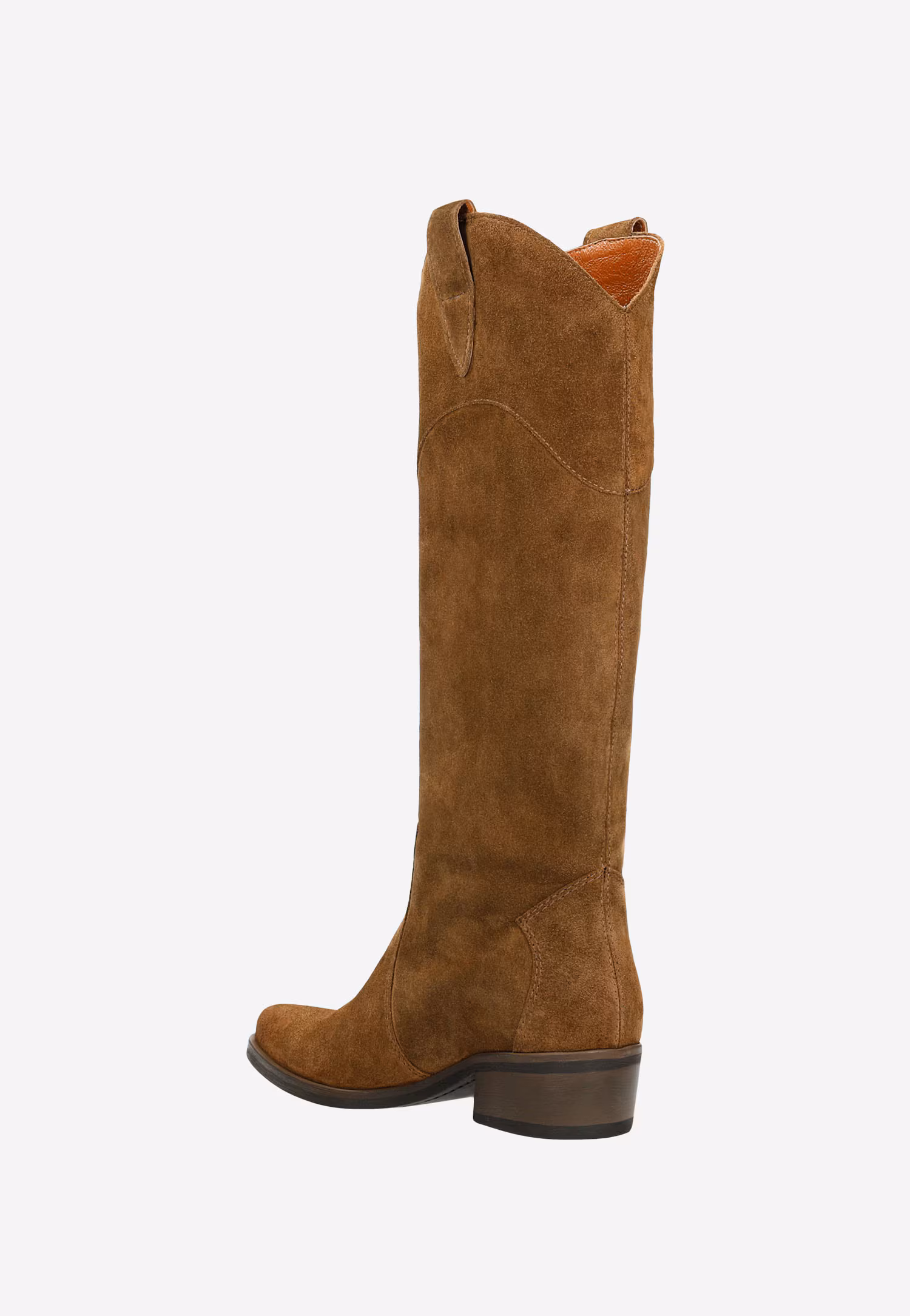 Brązowe kowbojki damskie z dwoiny welurowej