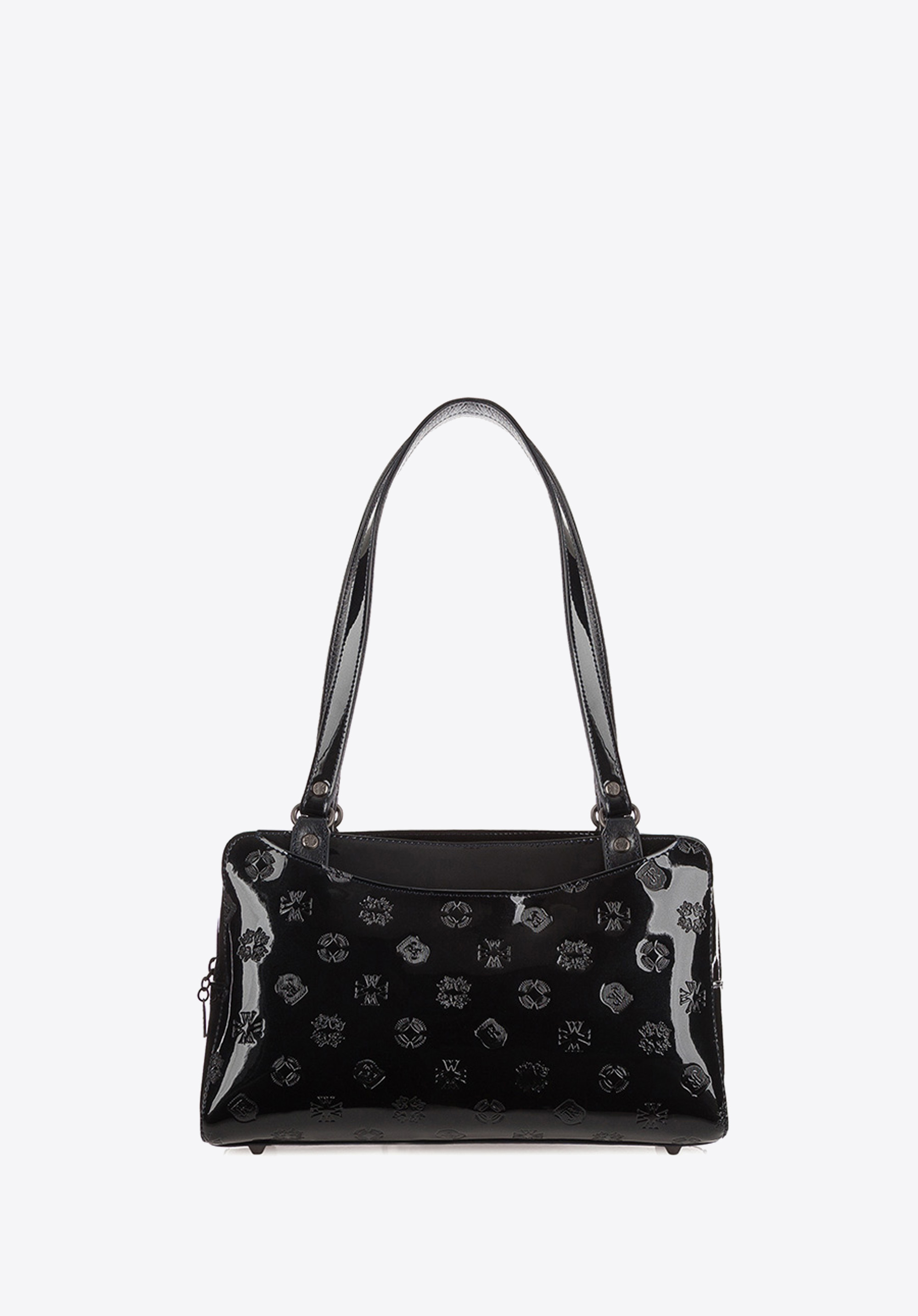 Torebka shopperka skórzana lakierowana z kieszeniami