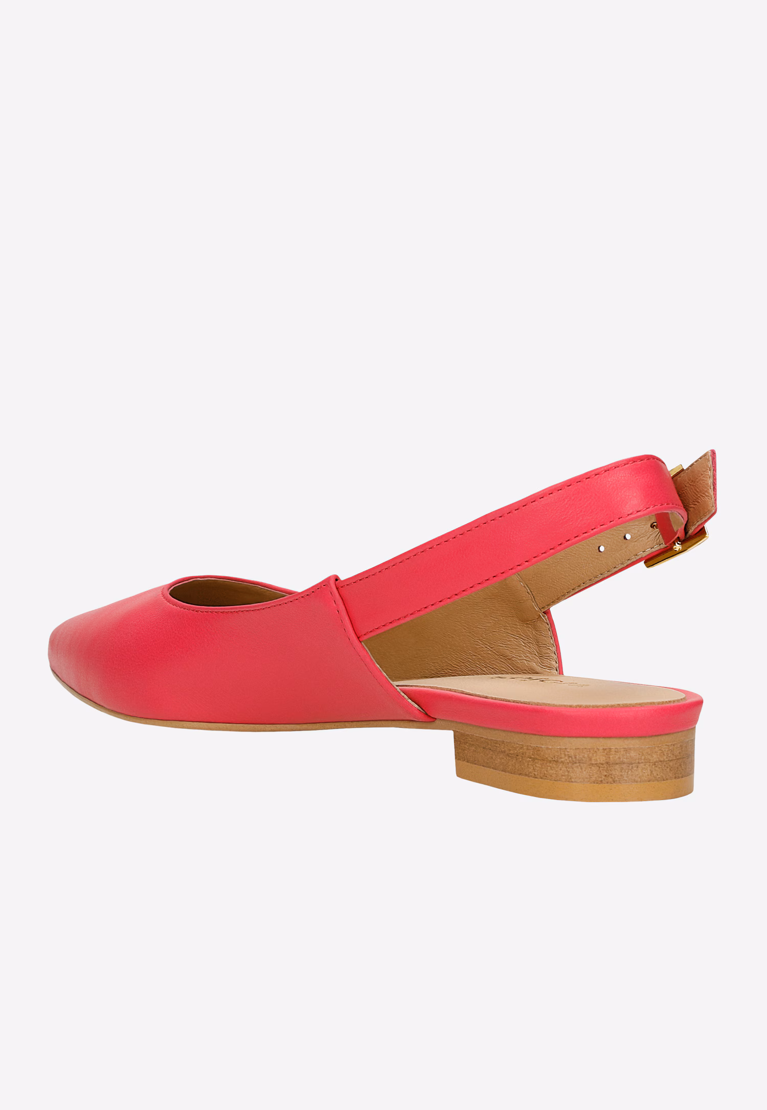 Beżowe skórzane baleriny z odkrytą piętą i noskiem w szpic