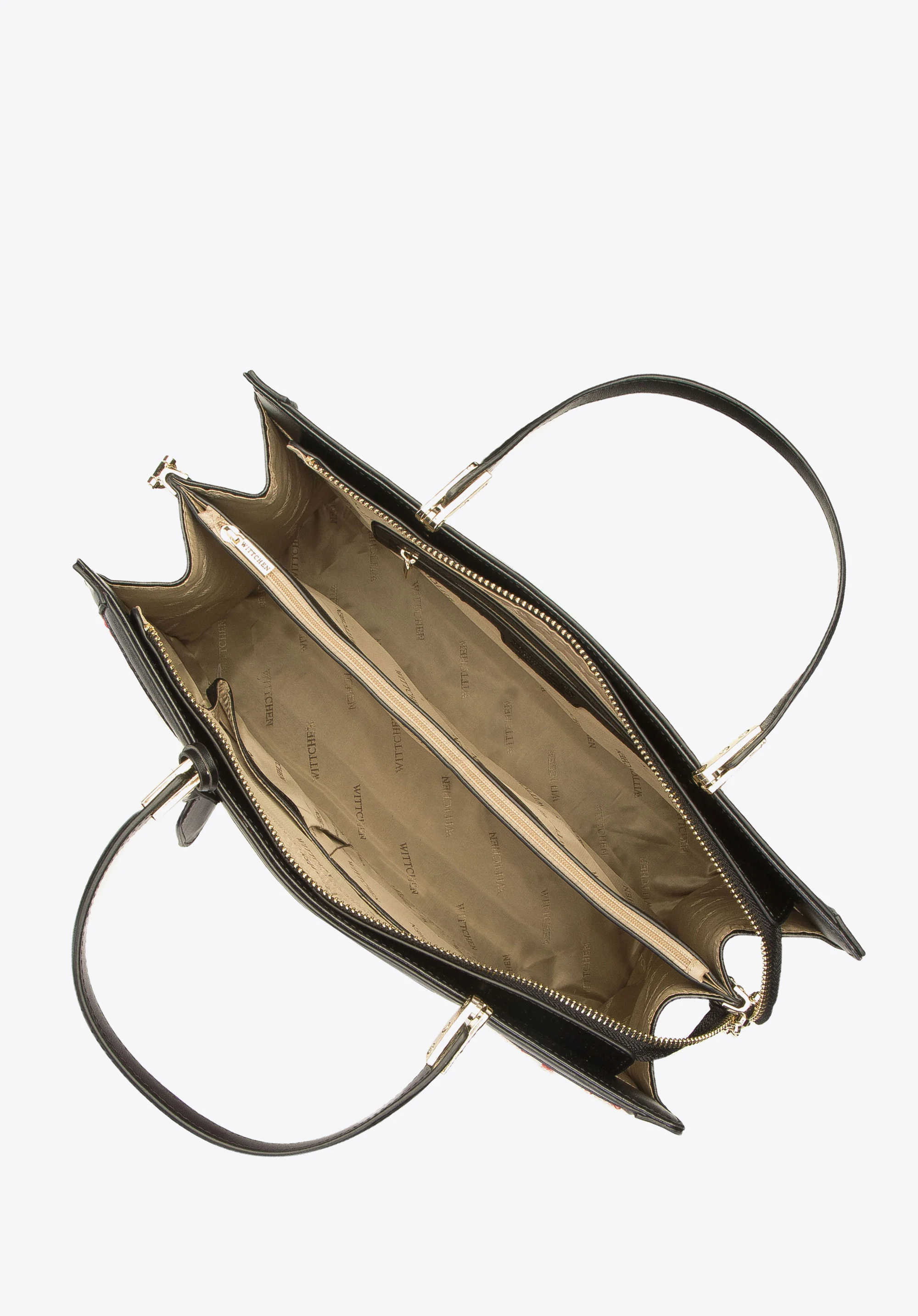 Torebka kuferek skórzana z pokryciem bouclé