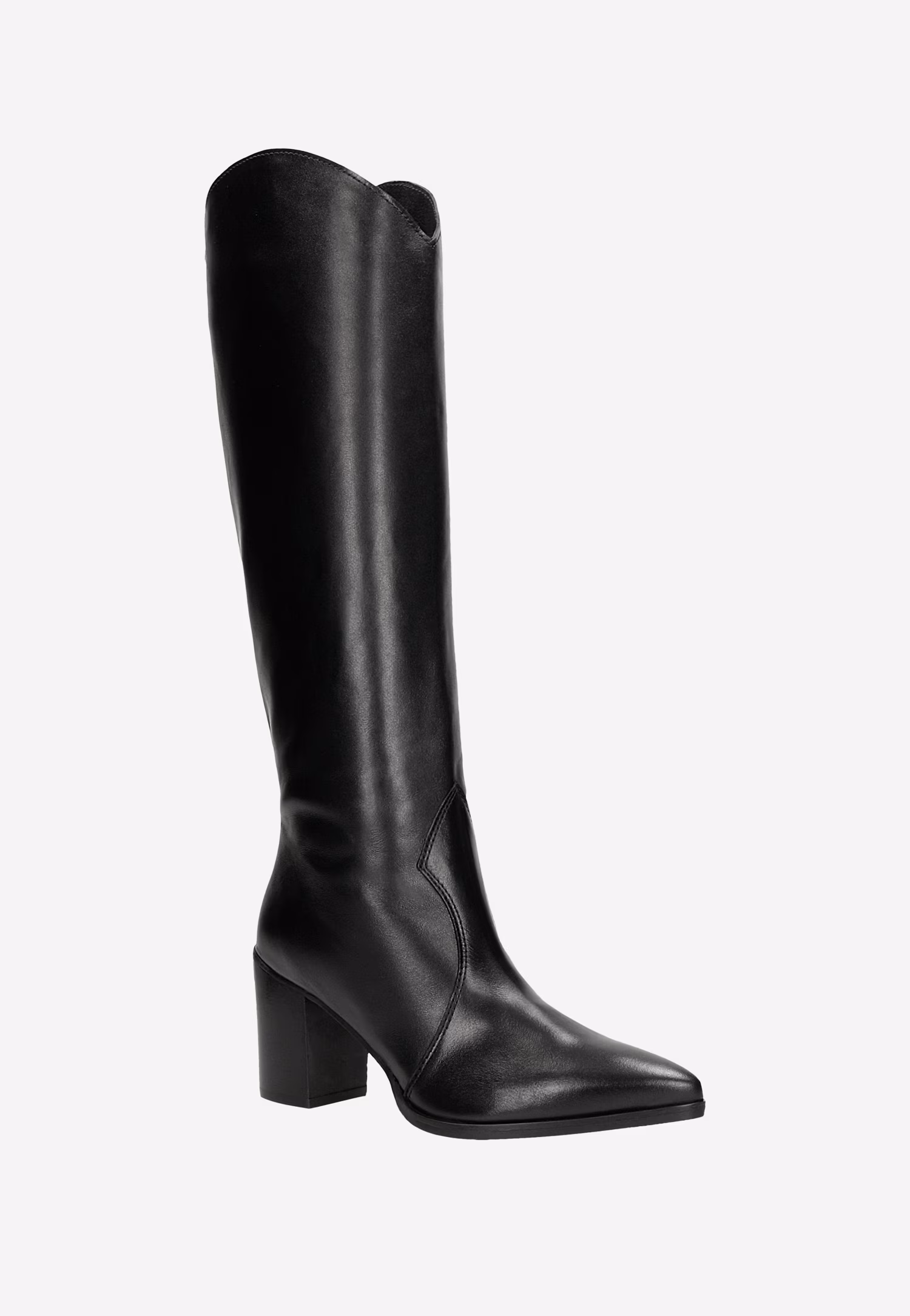 Czarne kozaki typu kowbojki ze skóry licowej