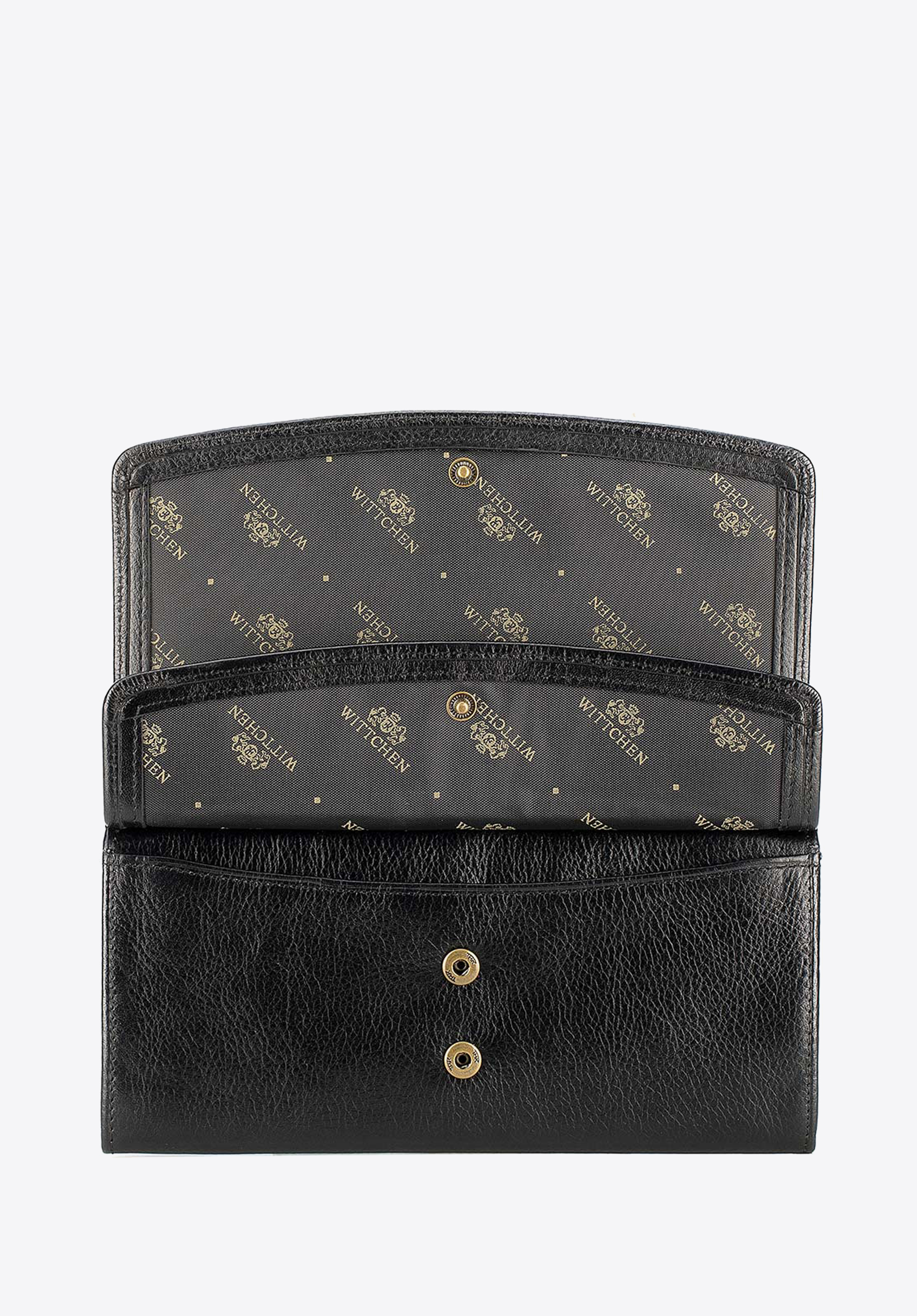 Damski portfel ze skóry z podwójnym zatrzaskiem