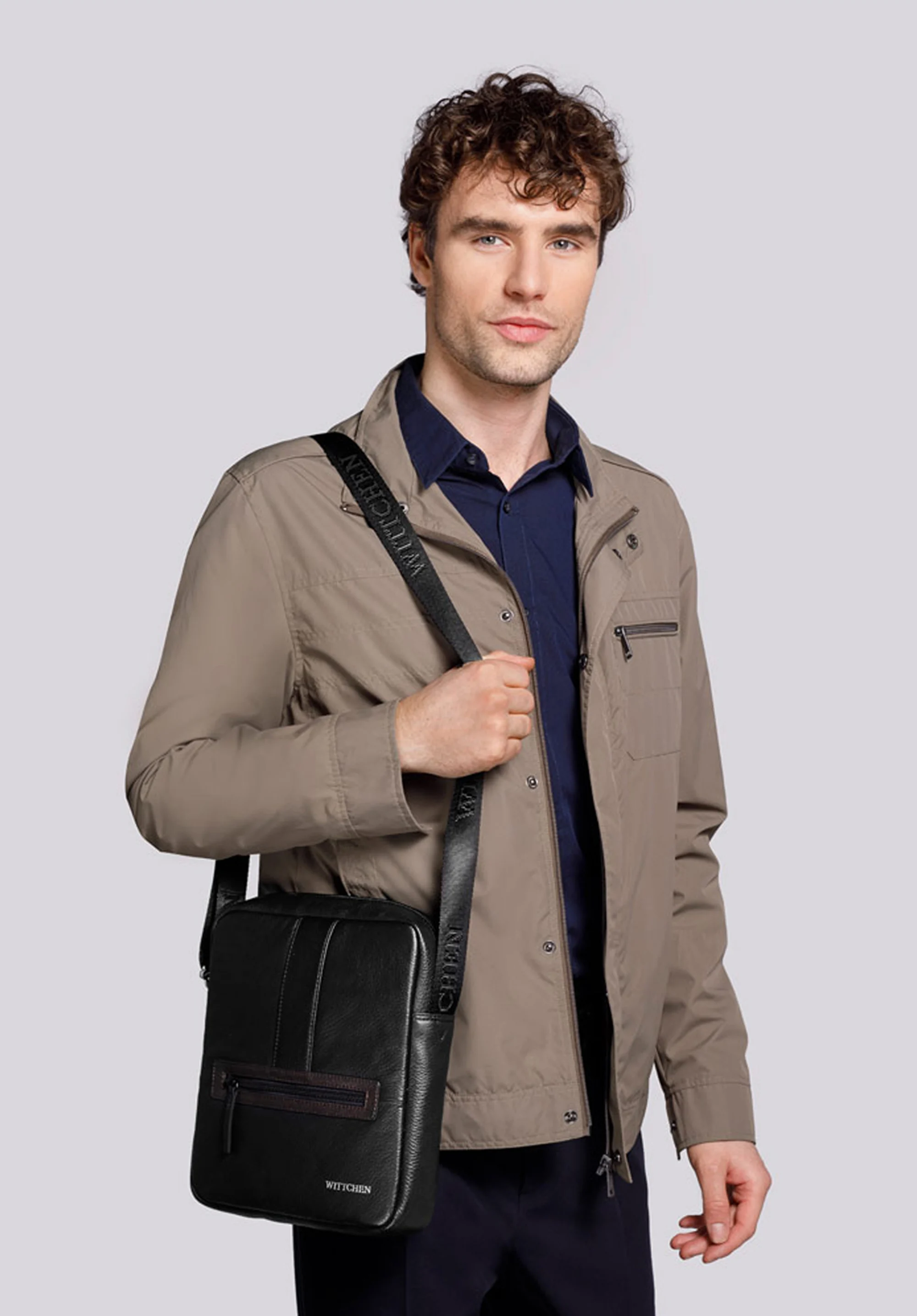 Męska listonoszka skórzana stębnowana mała