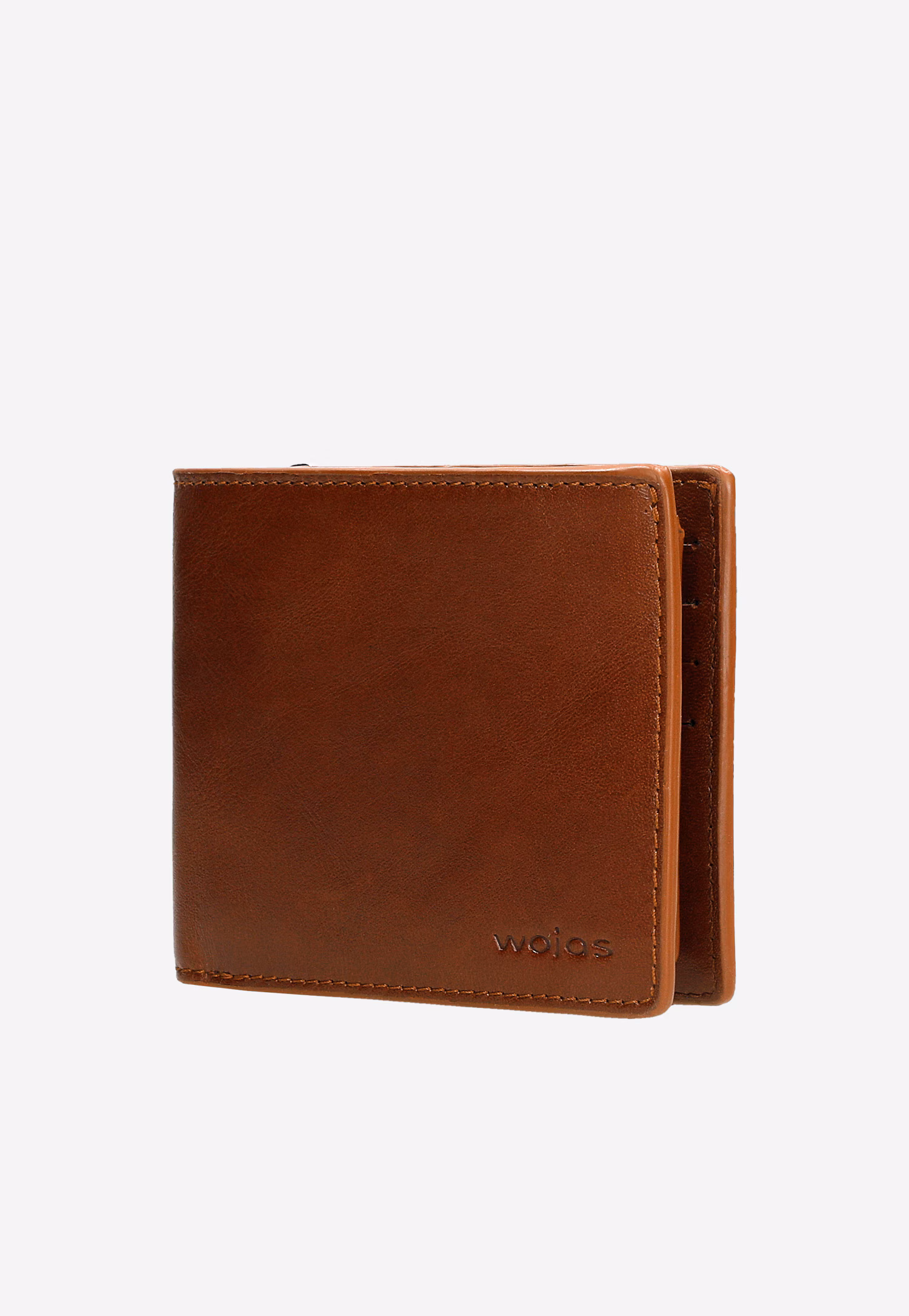 Duży skórzany portfel męski ze skóry licowej w kolorze jasnobrązowym