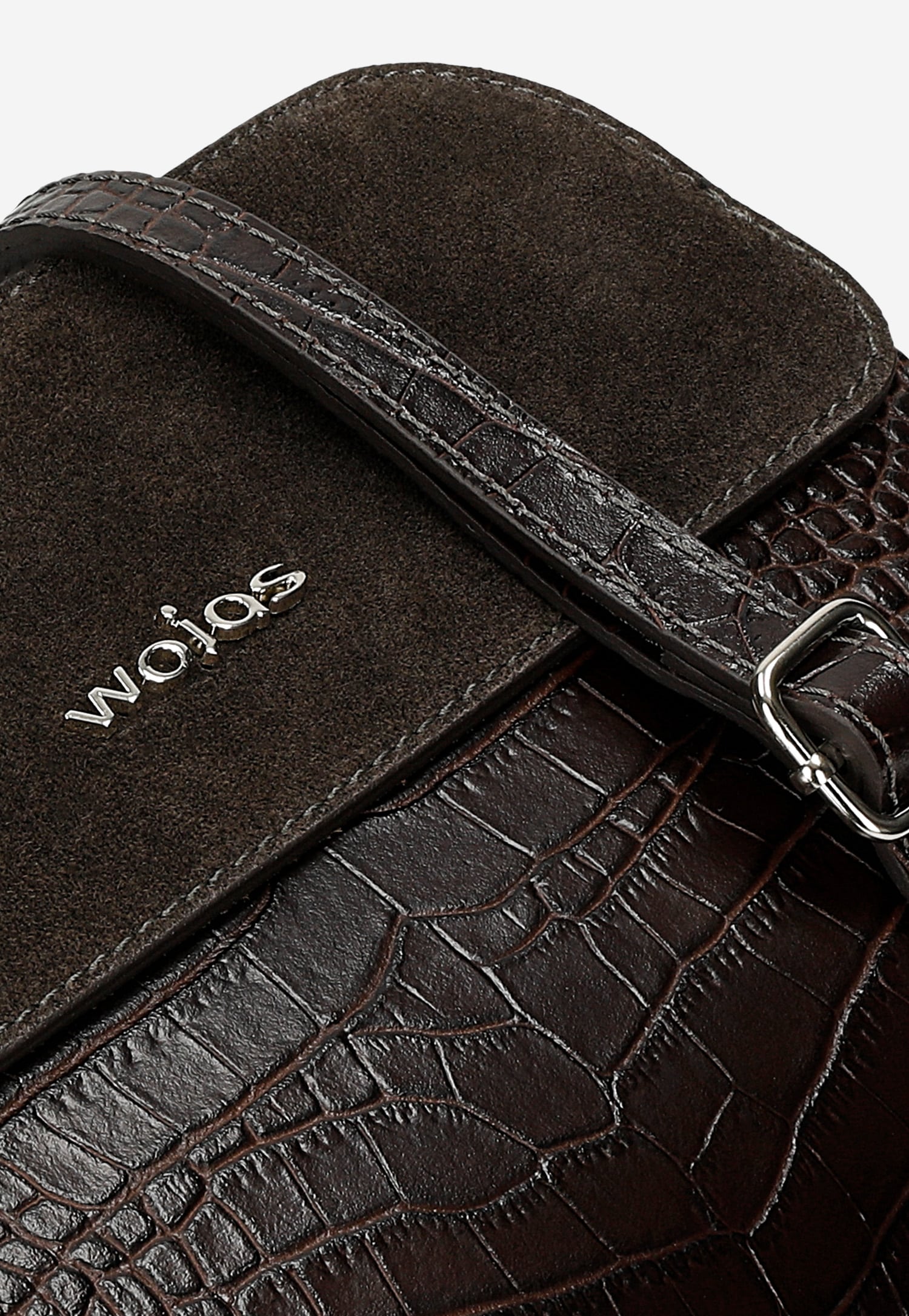 Ciemnobrązowa torebka damska z tłoczoną skórą