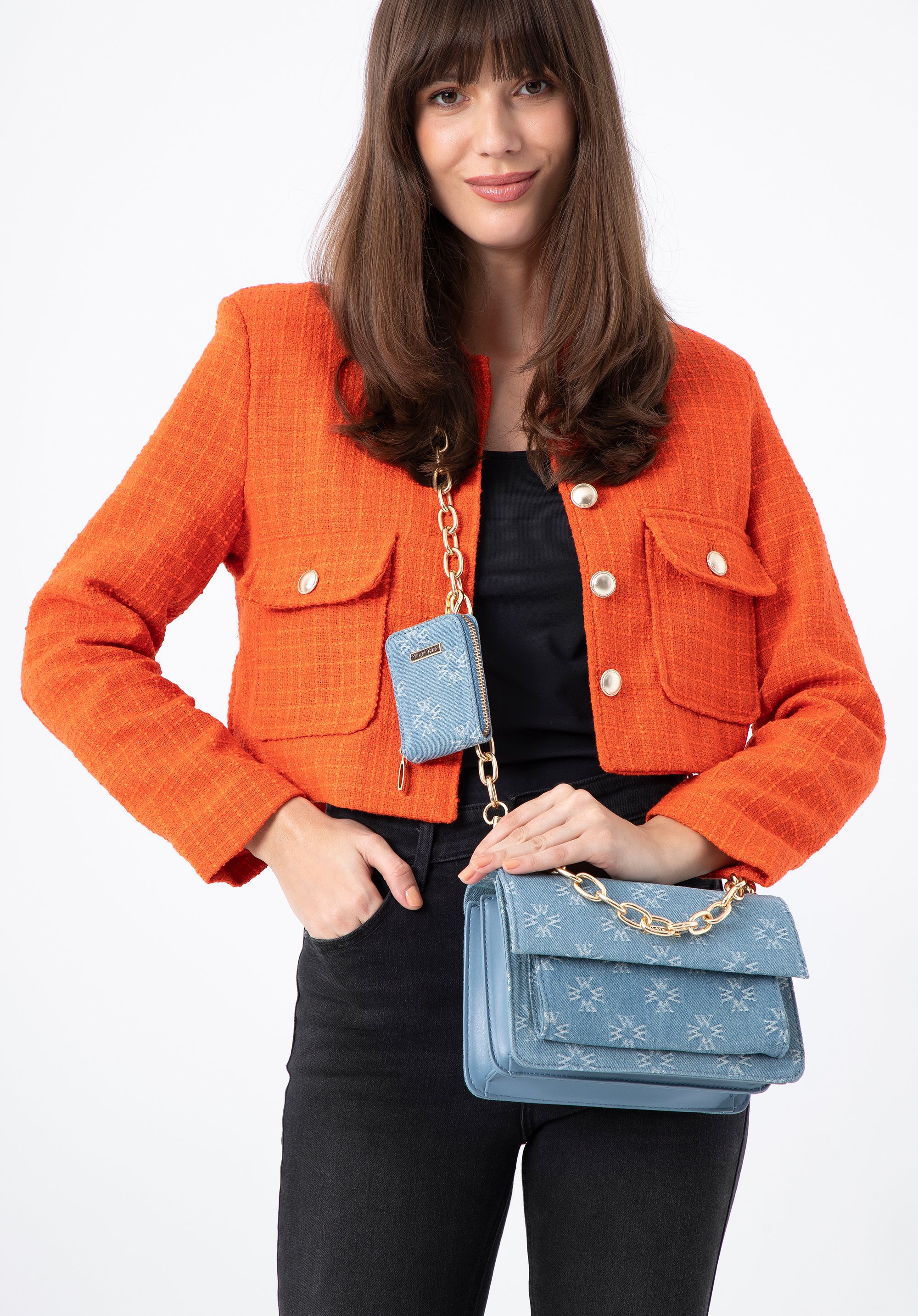 Damska listonoszka dżinsowa w monogram mała