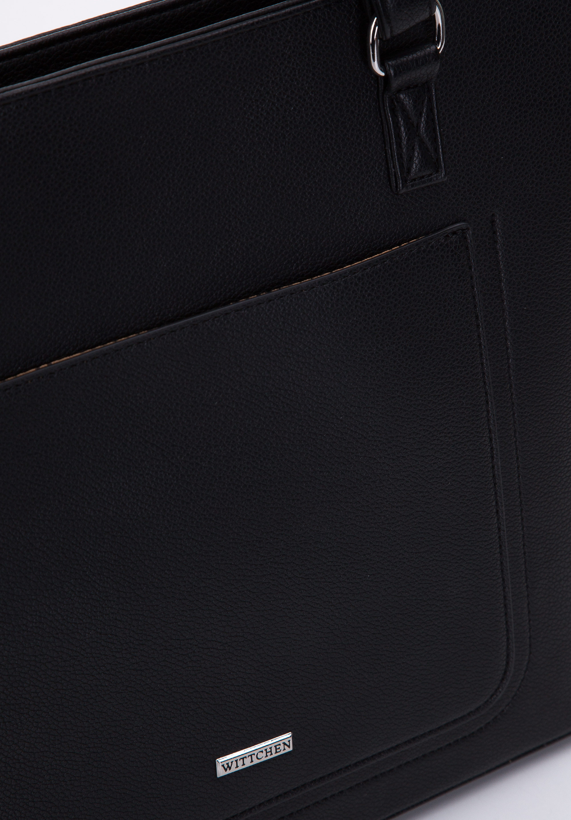 Torebka shopperka z ekoskóry z otwartą kieszenią z przodu