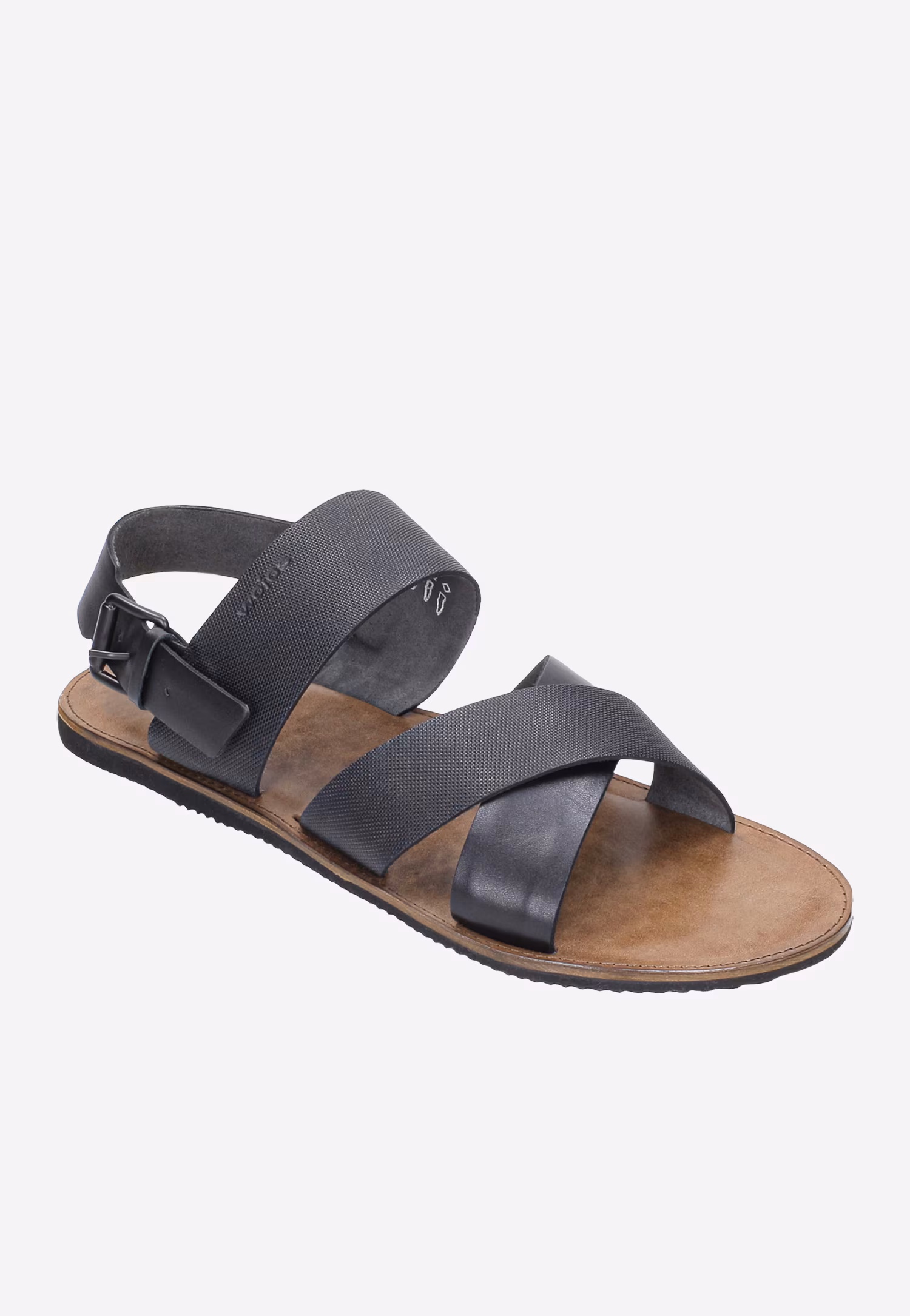 Czarne wygodne sandały męskie ze skóry naturalnej o różnych strukturach