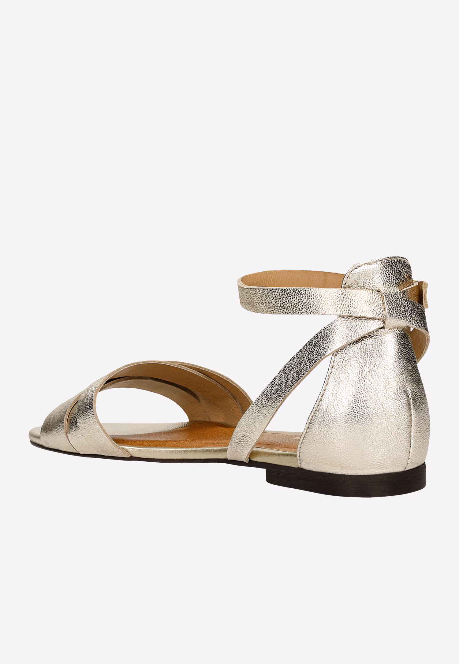 Złote sandały damskie z tłoczonym wzorem