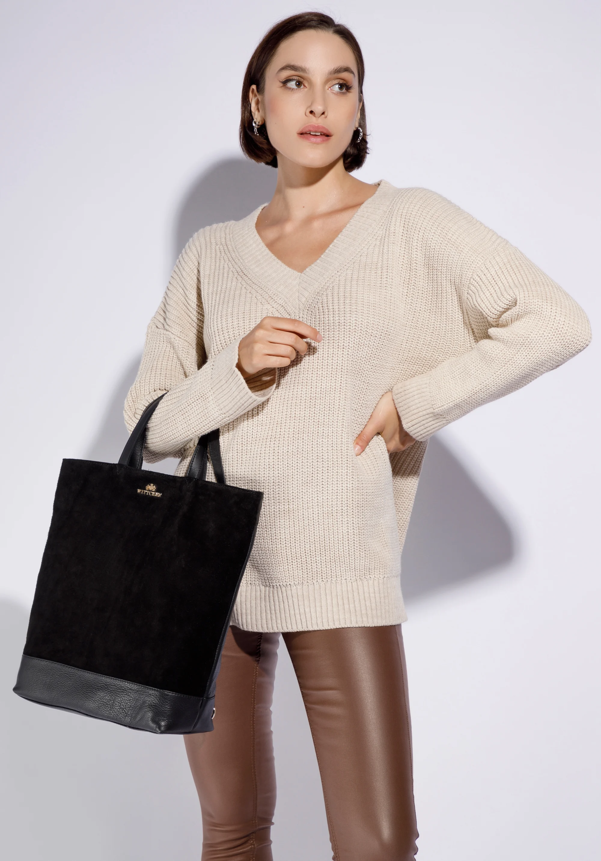 Torebka shopperka skórzana z funkcją plecaka