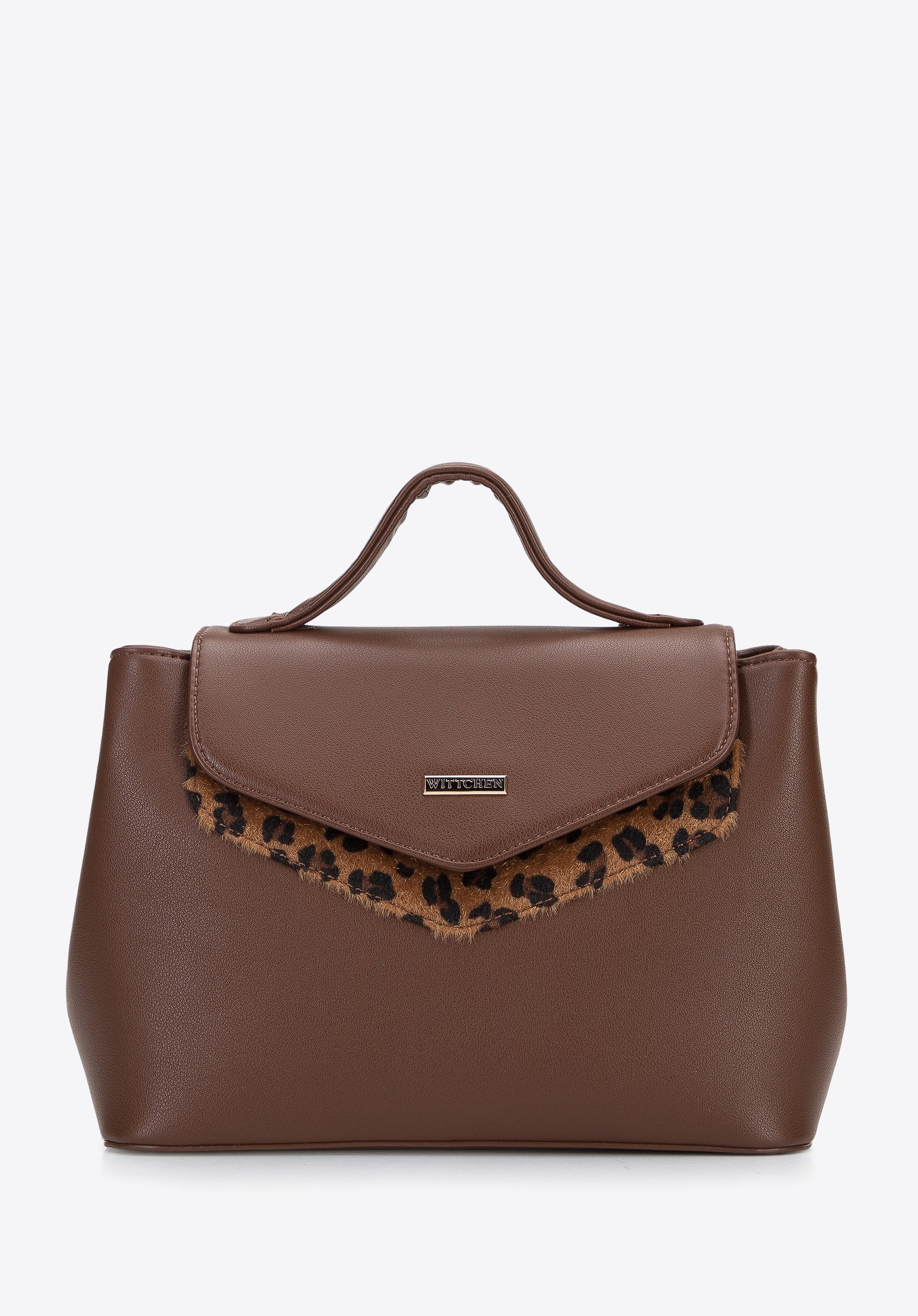 Torebka kuferek z ozdobną wstawką w zwierzęcy wzór mała