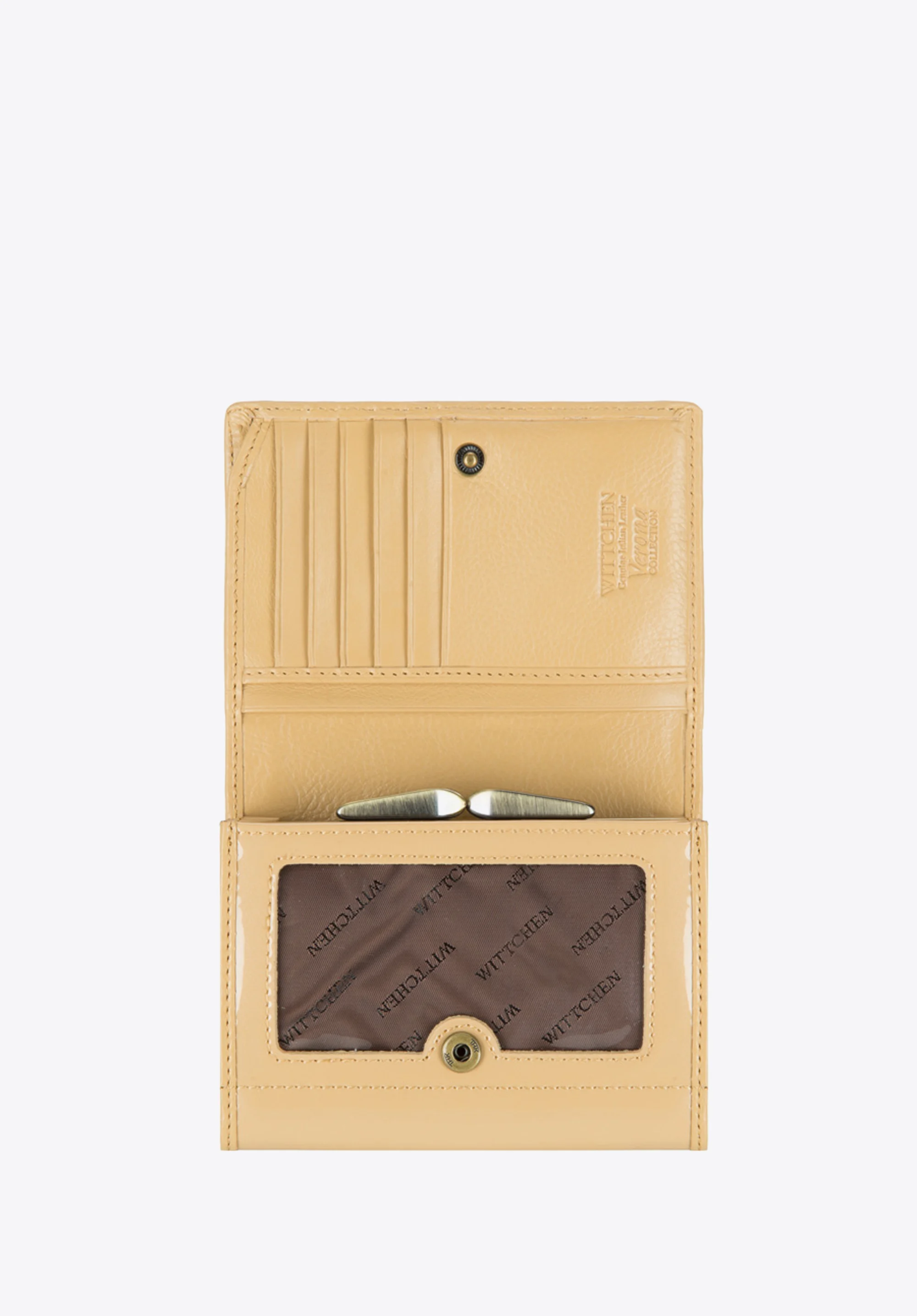 Damski portfel ze skóry lakierowany średni