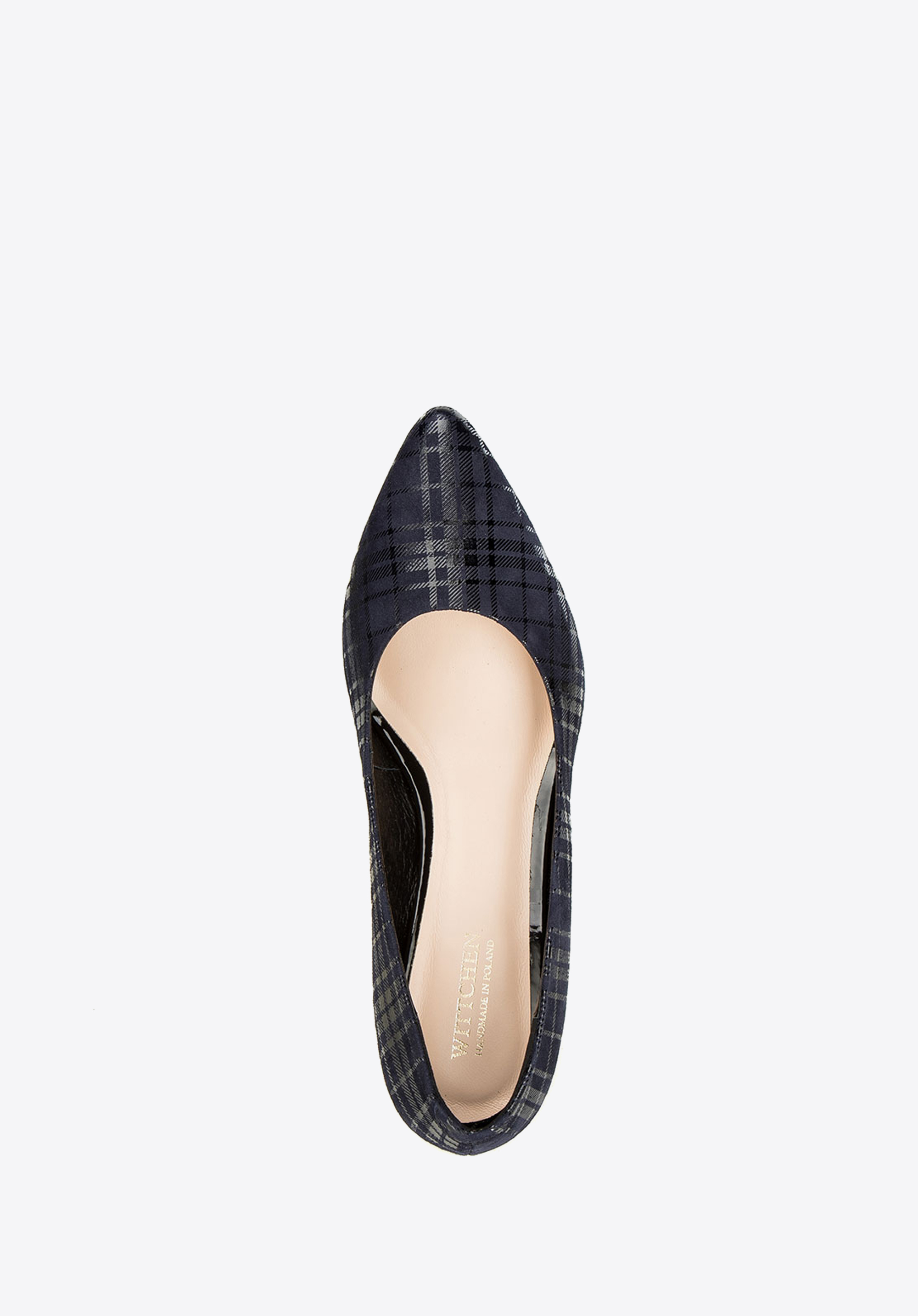 Czółenka z nubuku w kratę