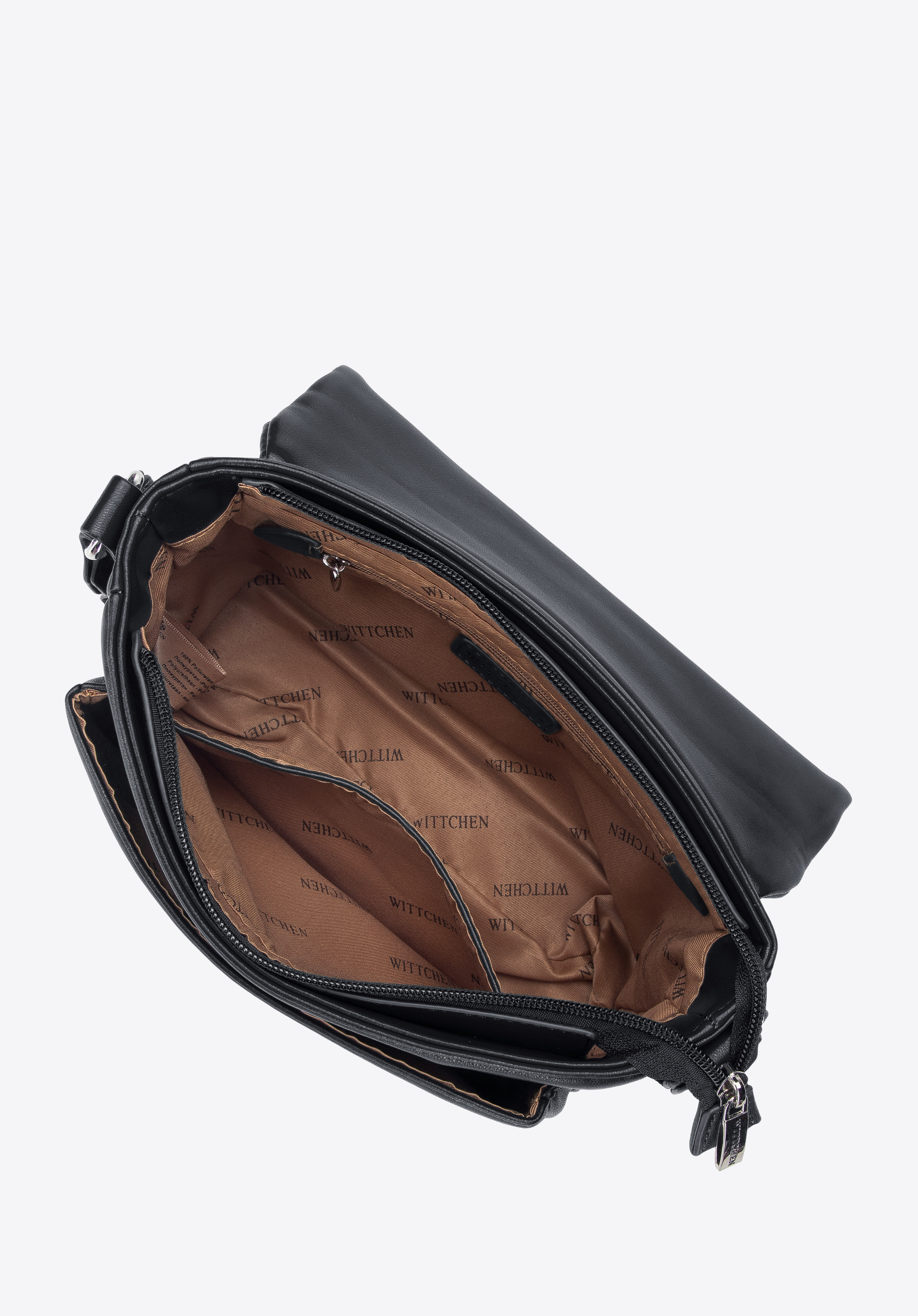 Damska listonoszka z miękkiej ekoskóry z pikowaną klapą mała