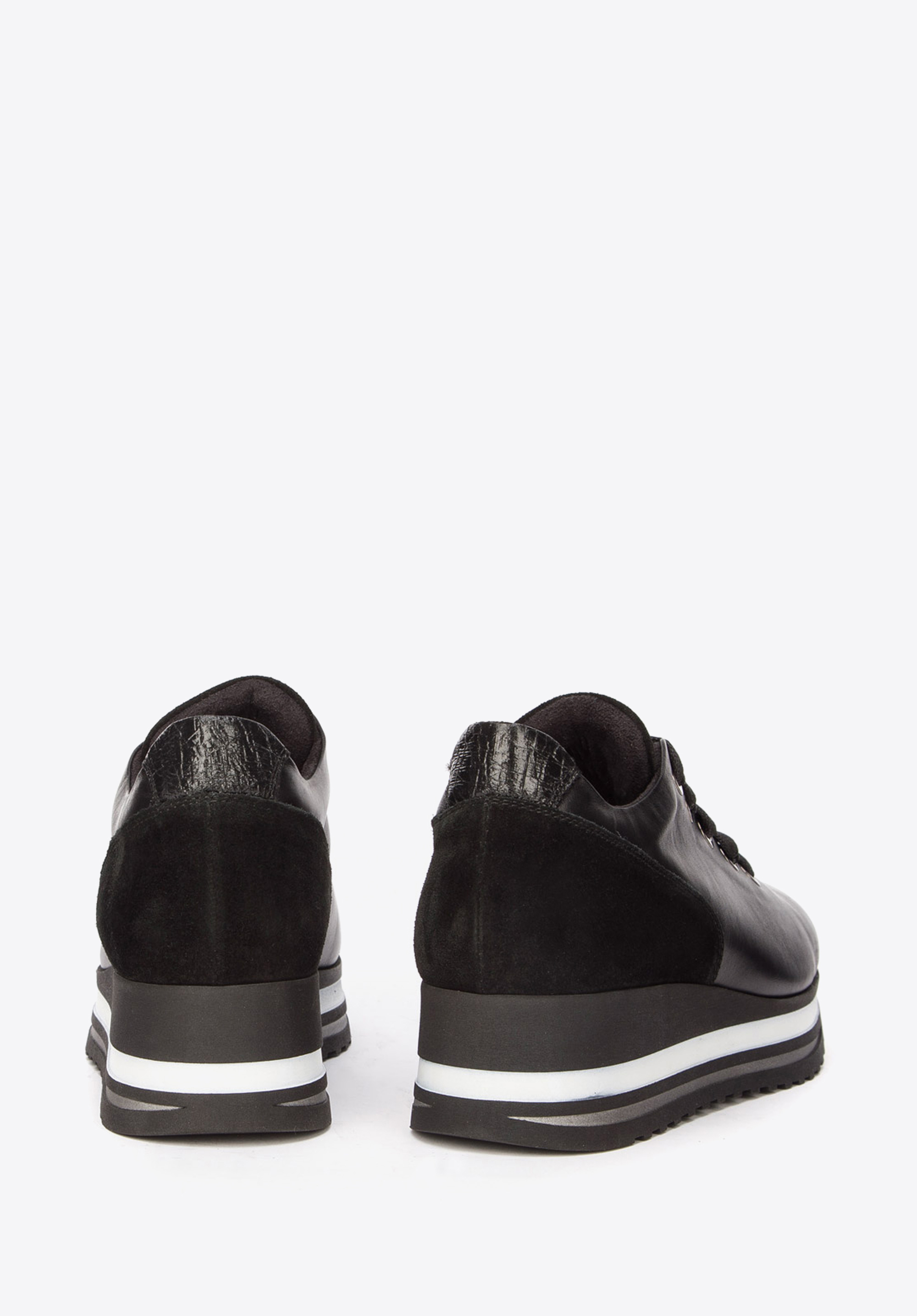 Damskie sneakersy z trzech rodzajów skóry na platformie