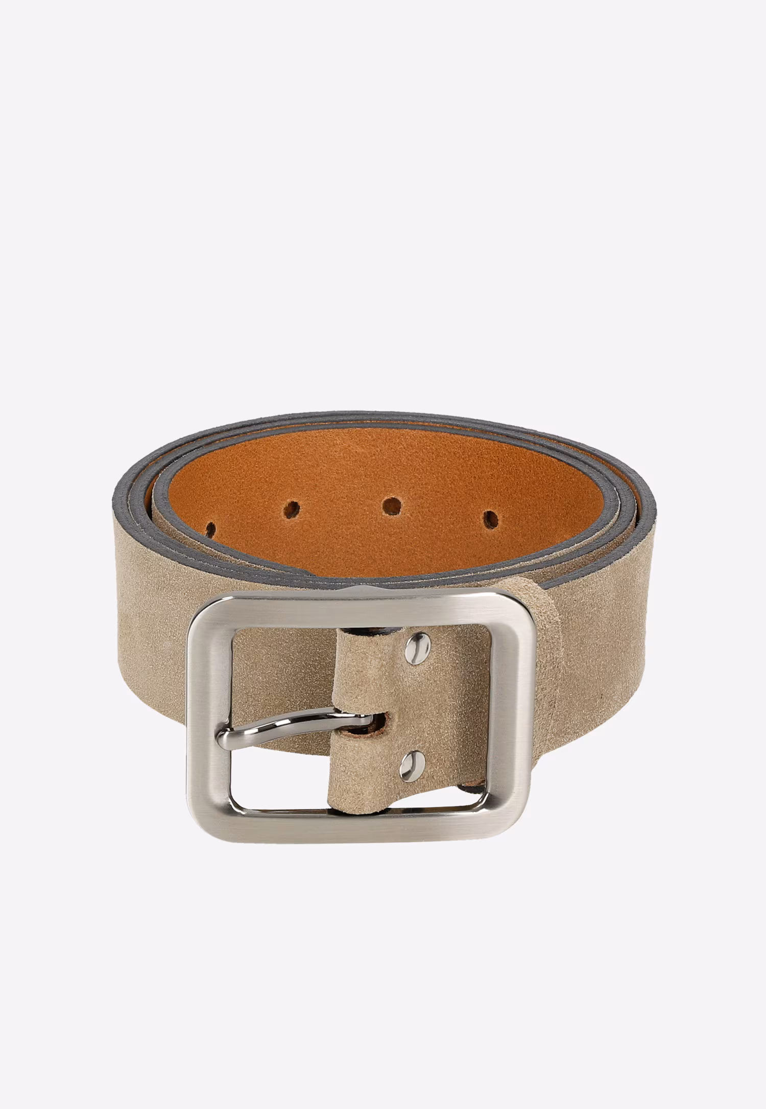 Beżowy pasek damski z dwoiny welurowej