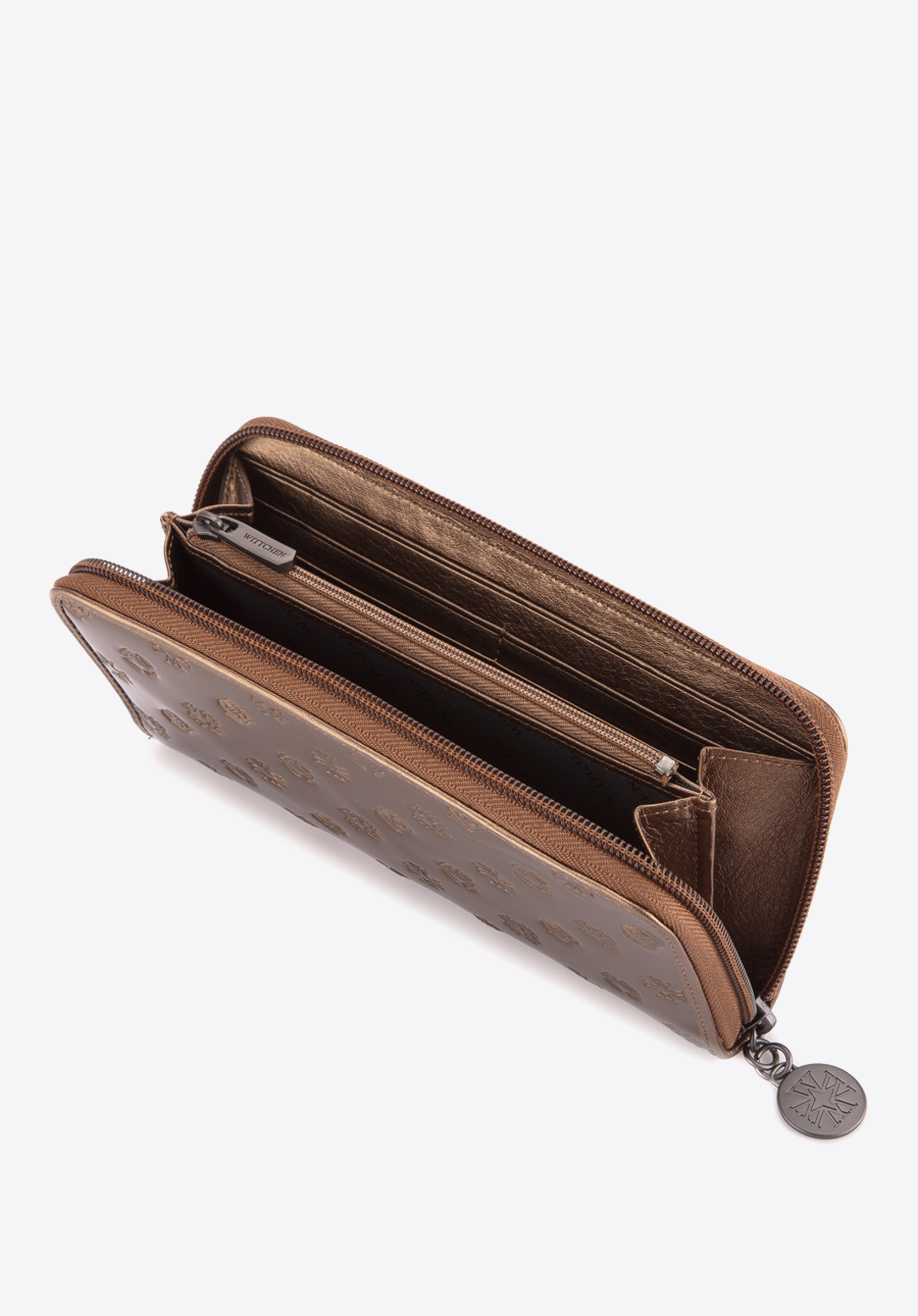 Damski portfel skórzany lakierowany tłoczony