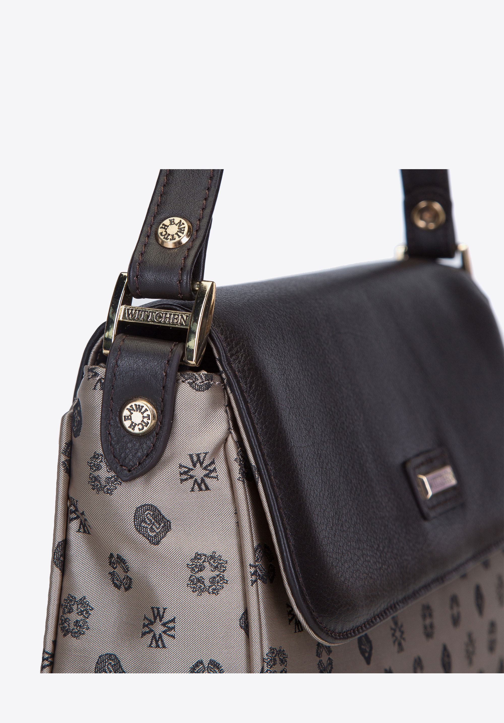 Torebka crossbody ze skóry i żakardu z monogramem