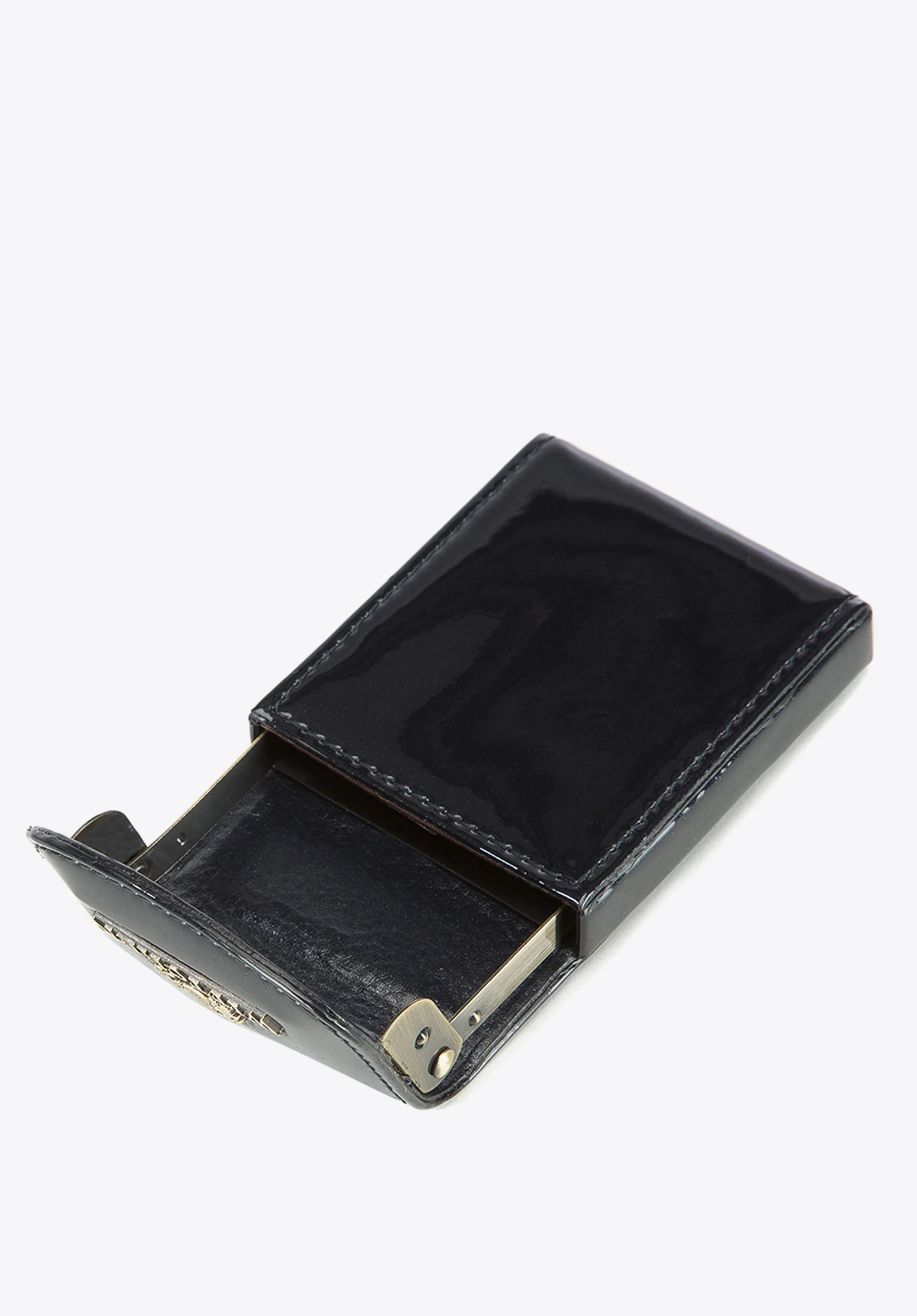 Etui na wizytówki ze skóry lakierowanej pionowe