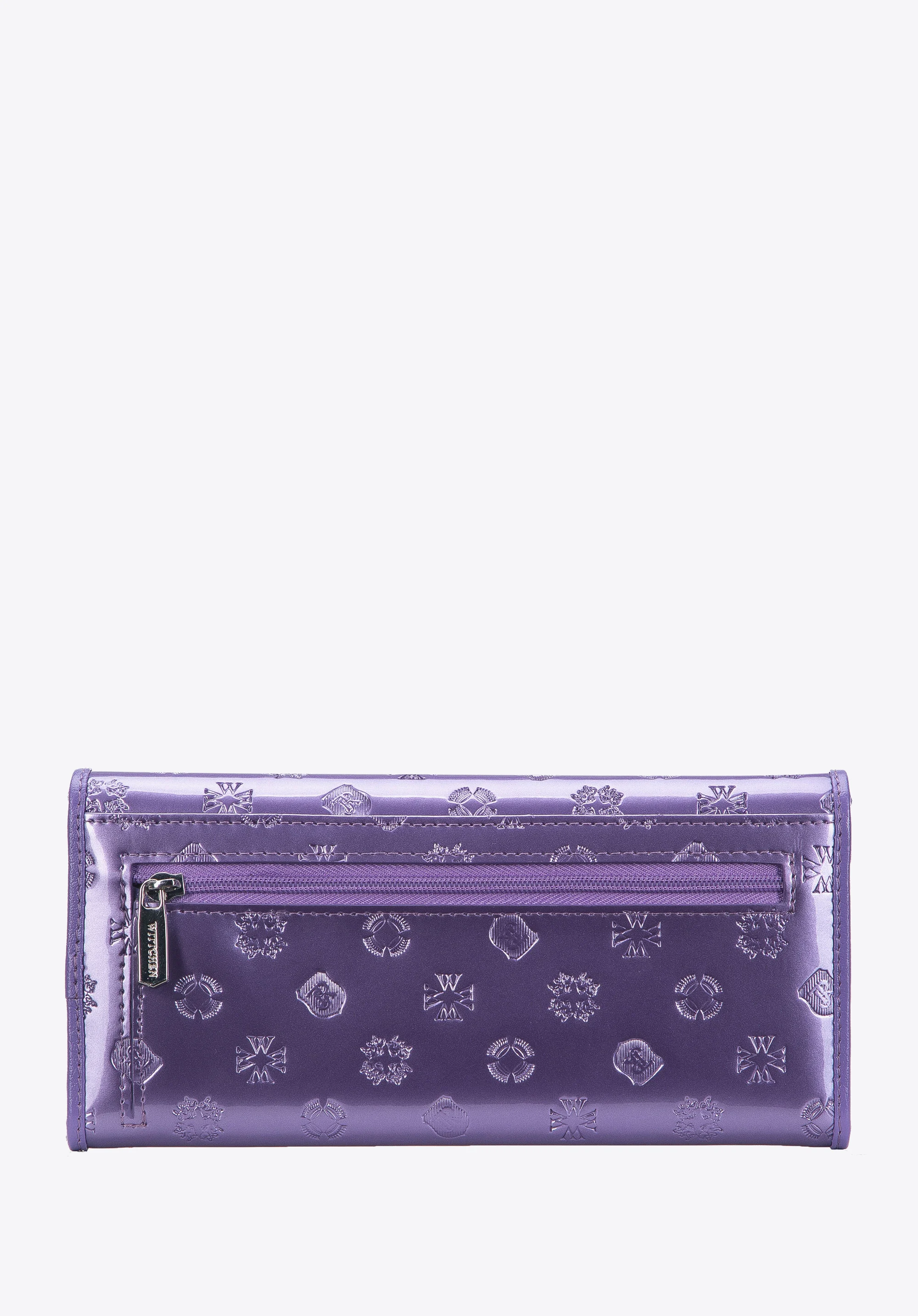 Damski portfel z lakierowanej skóry z monogramem
