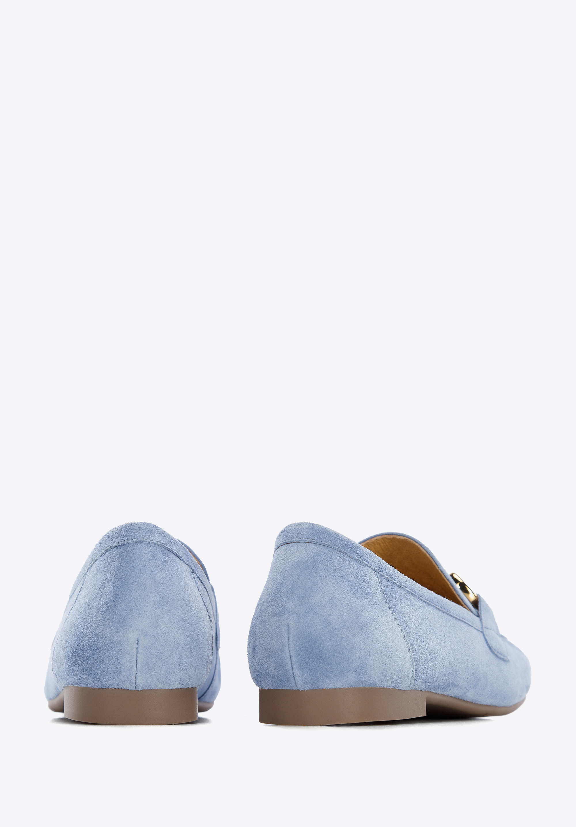 Damskie mokasyny zamszowe z metalową sprzączką