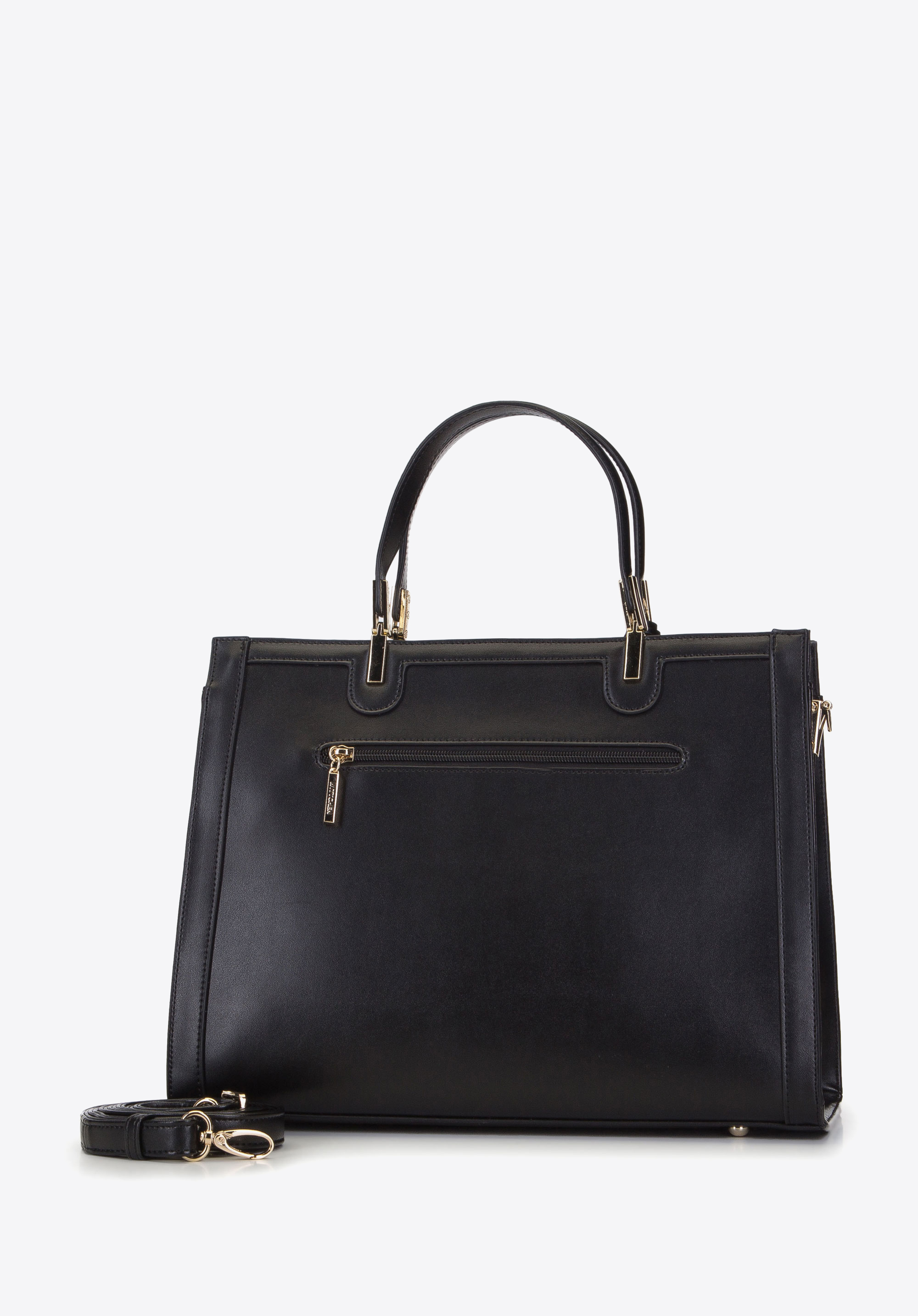 Torebka kuferek skórzana z pokryciem bouclé